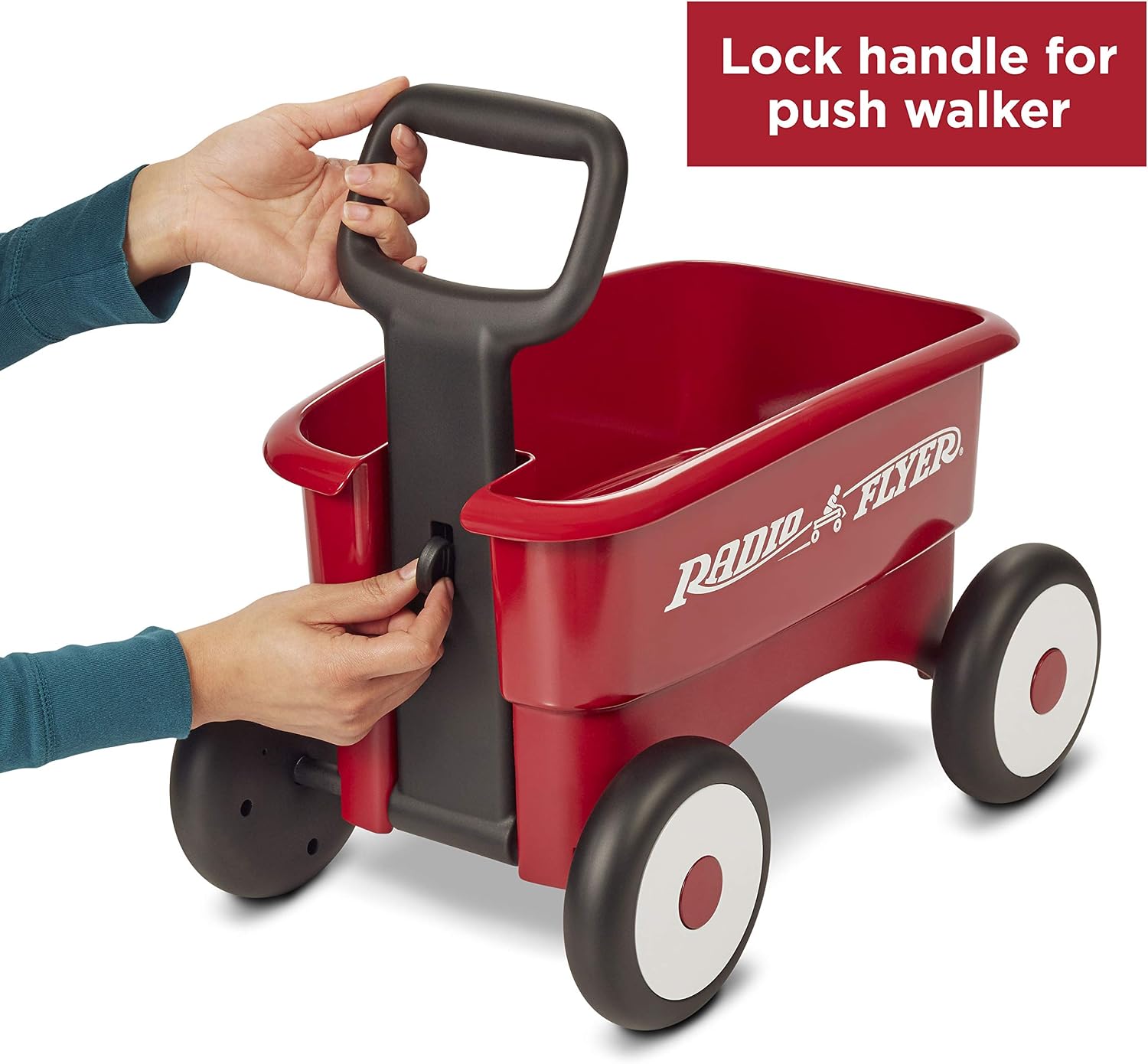Radio Flyer Push & Pull Walker Wagon with Teddy Bear, Ages 1-4 Years, Red
