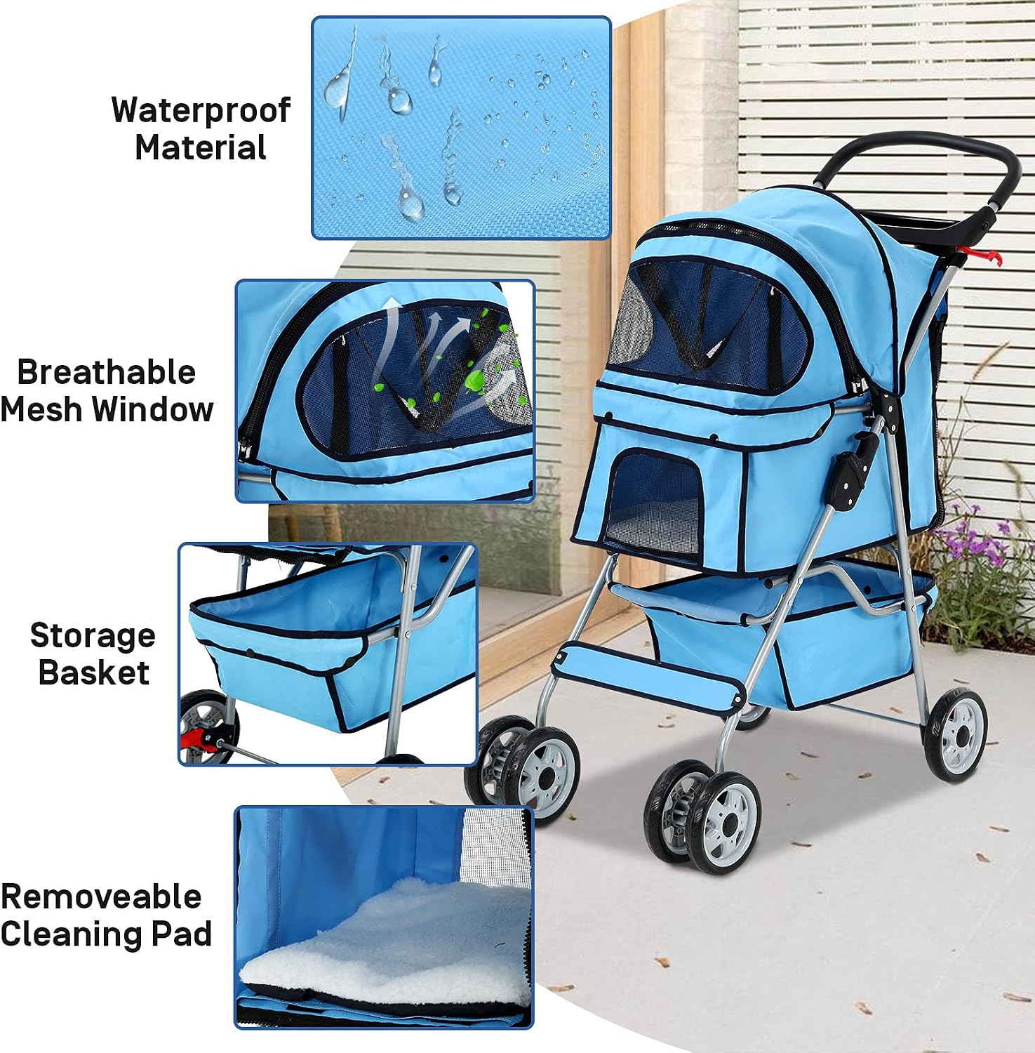 Best 4 Wheels Pet Stroller for Dog and Cat Stroller