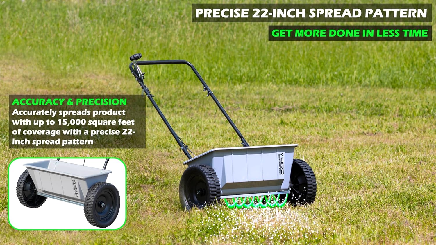 60 LB Walk-Behind Push Drop Spreader - Holds Up to 15