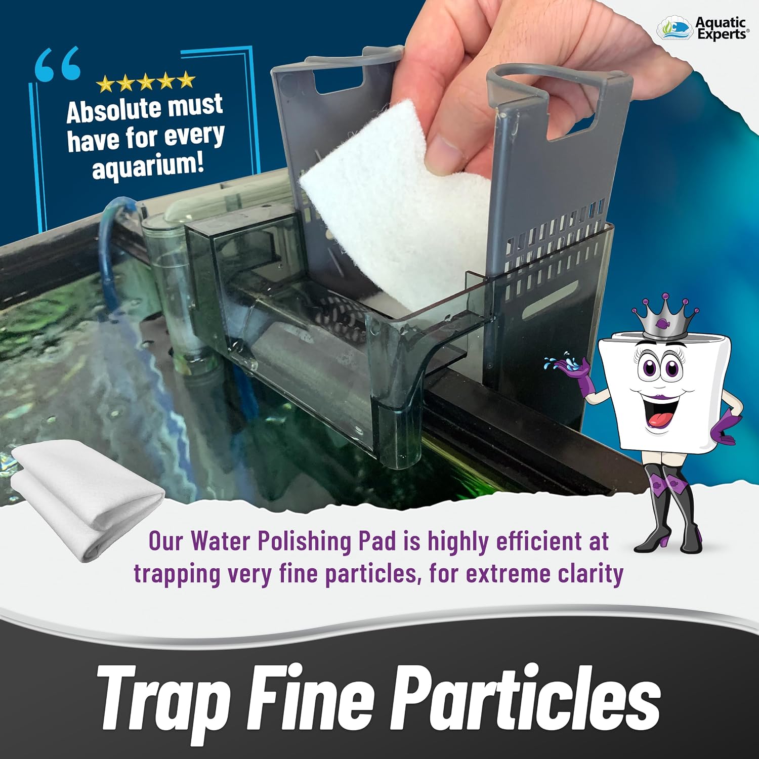 Aquarium Carbon Pad – Cut‑to‑Fit Carbon Infused Filter Pad Media for Crystal Clear Fish Tanks and Ponds, 3/8"–1/2" Thick (10.5 Inch Width