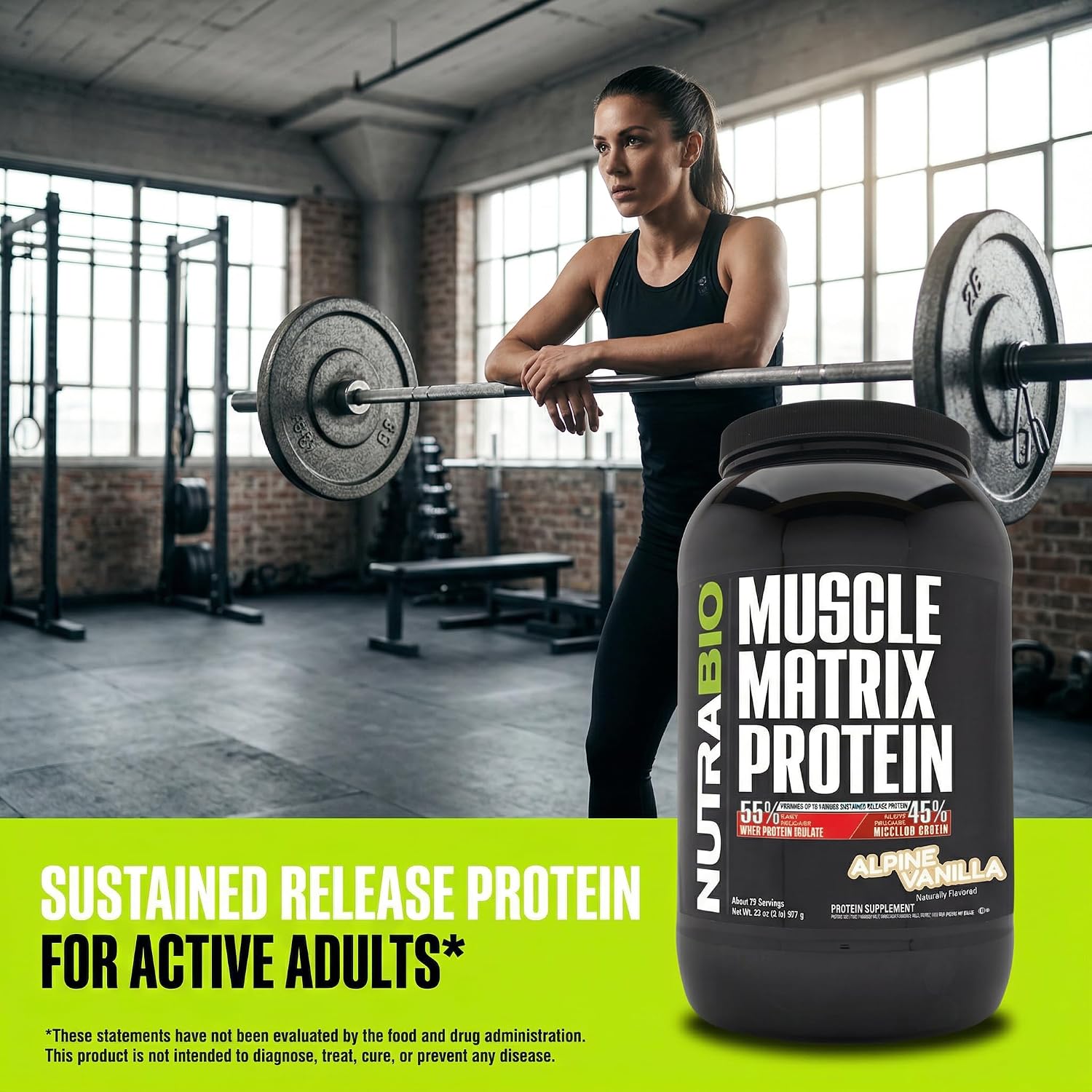NutraBio Muscle Matrix Protein Powder - 25g of Protein Per Scoop - Whey Isolate and Micellar Casein Combo for Fast and Slow Release - Vanilla - 2 Pounds, 28 Servings