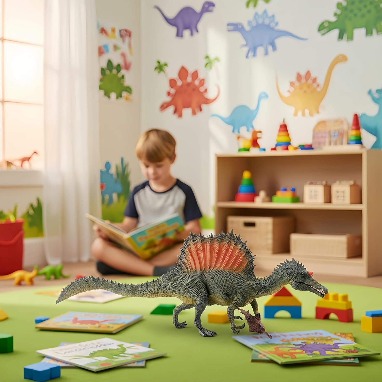 Gemini&Genius Dinosaur Toys Spinosaurus Figurine, Dinosaur Action Figure with Moveable Jaw, Boys Birthday Gift, Collection and Room Decoration