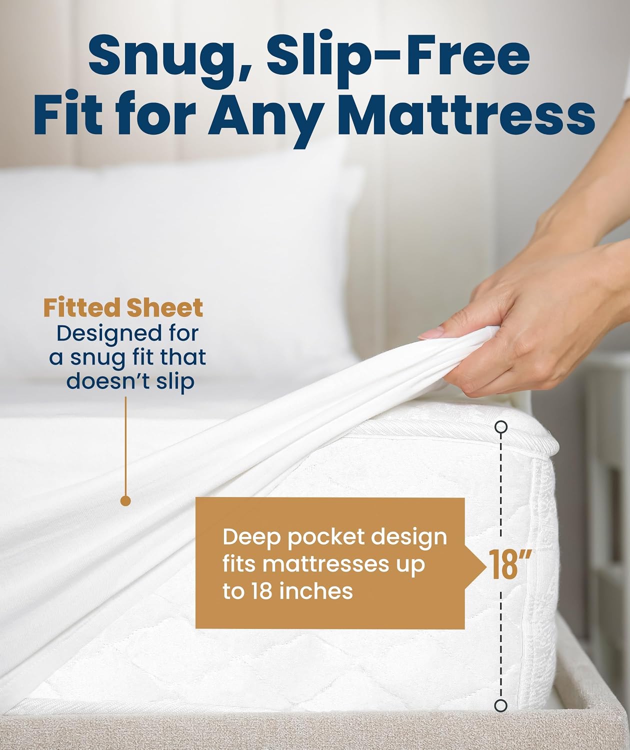 Everlasting Comfort Premium Queen Size Mattress Protector - Waterproof & Hypoallergenic, Noiseless Design, Washable Cover, 18" Deep Pocket, Bed Bug & Dust Mite Proof Cover for Sleep Hygiene