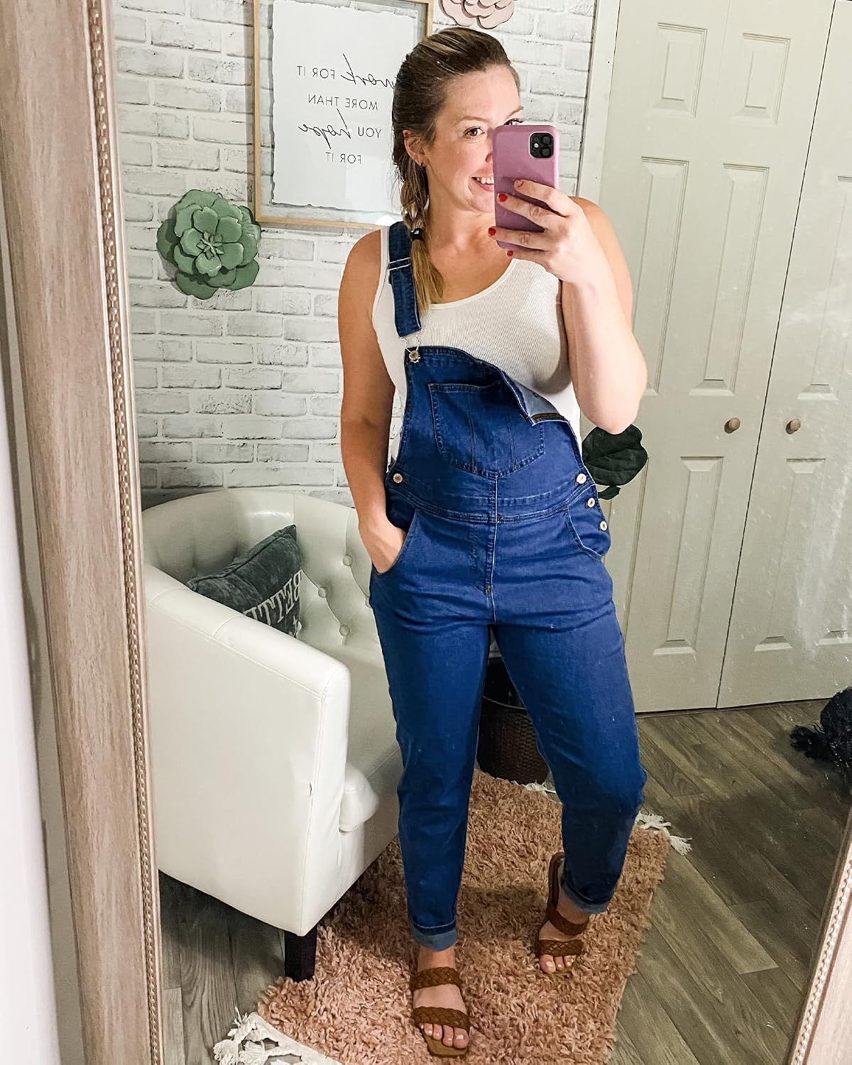 LookbookStore Denim Overalls for Women Dressy Stretch Bib Jean Jumpsuits
