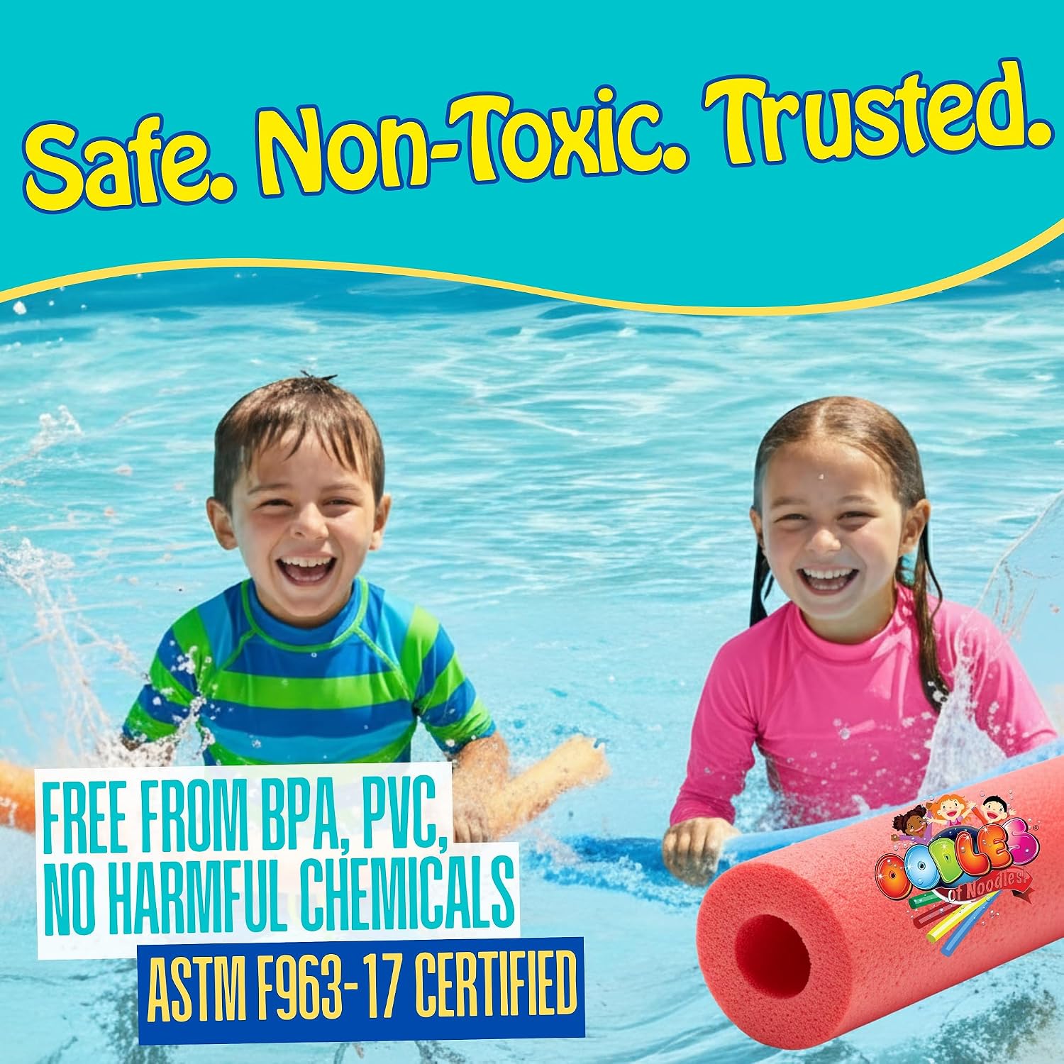 Oodles of Noodles Foam Pool Swim Noodles 2 Pack, Hollow Core Swimming Foam Tube for Pool Floats, Buoyant for Beach, Water Play, Crafts, DIY Projects & Pipe Insulation