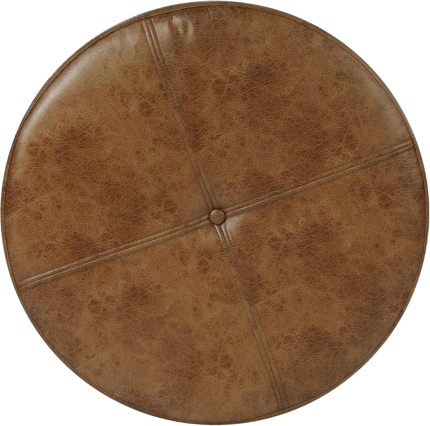 HomePop 24" Large Leatherette Storage Ottoman - Distressed Brown Faux Leather