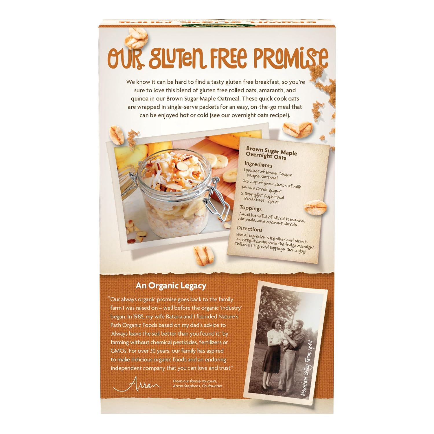 Natures Path, Oatmeal Brown Sugar Maple Gluten Free 8 Count Organic, 11.3 Ounce