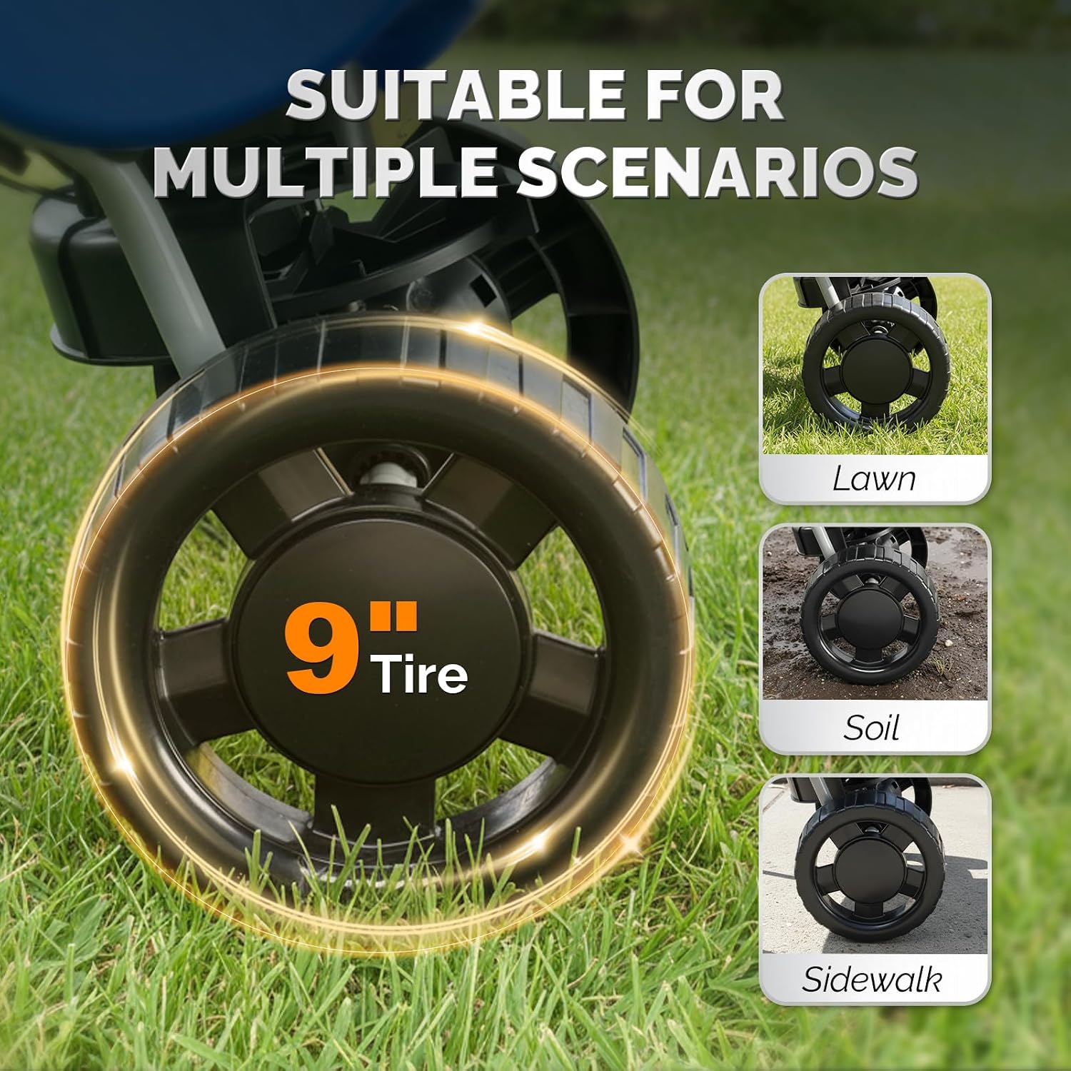 VINGLI 70lbs Fertilizer Spreader with 15 Adjustable Drop Rate, Pre-Assembled Walk-Behind Seed Spreader, with 9" Tire for Multi-Terrain, Broadcast Spreader for Lawn Care & Seed Spreading
