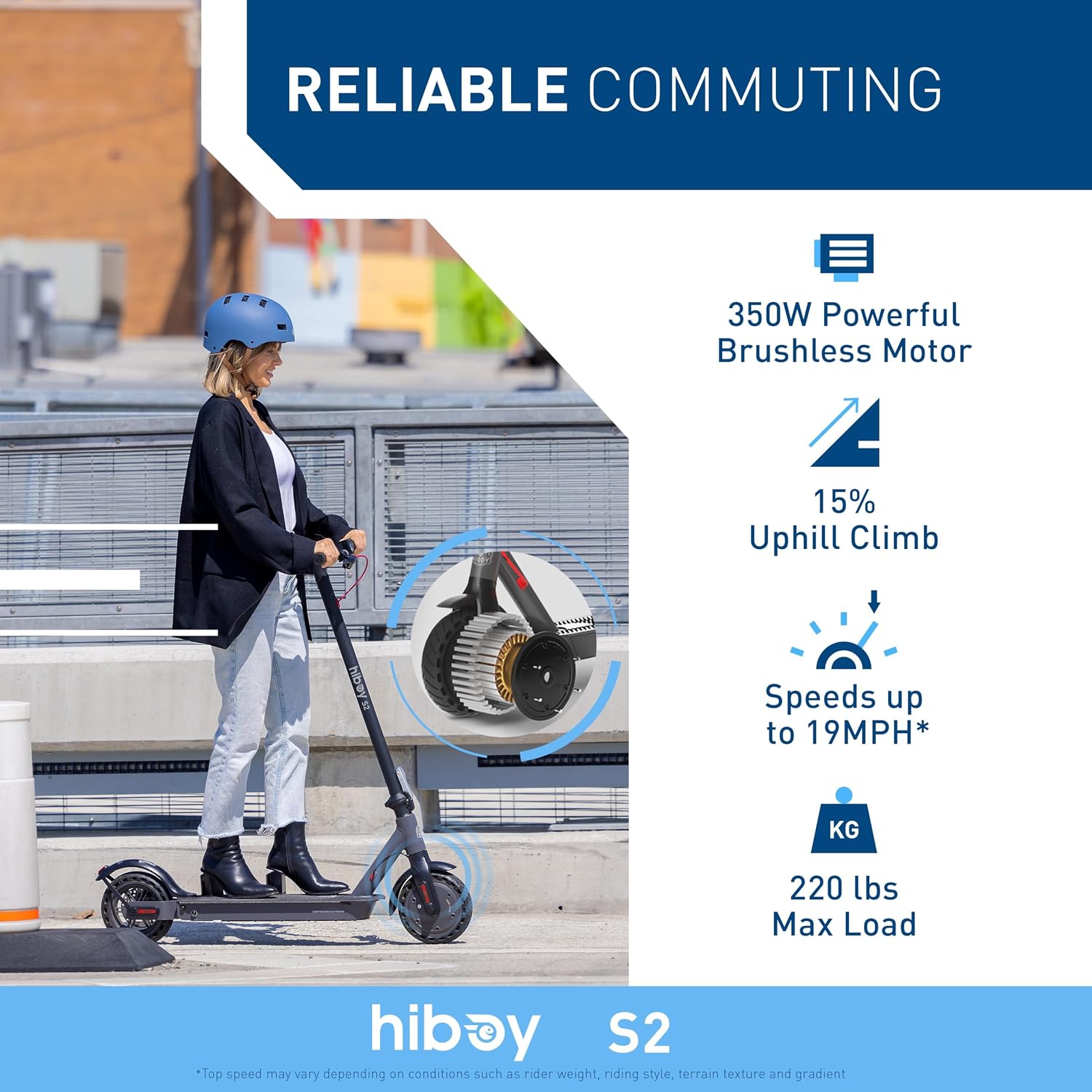 Hiboy S2 Electric Scooter - 8.5" Solid Tires - Up to 17 Miles Long-Range