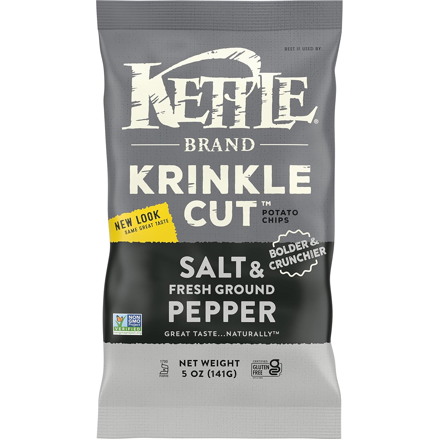 Kettle Brand Krinkle Cut Salt and Fresh Ground Pepper Potato Chips, 13 Oz