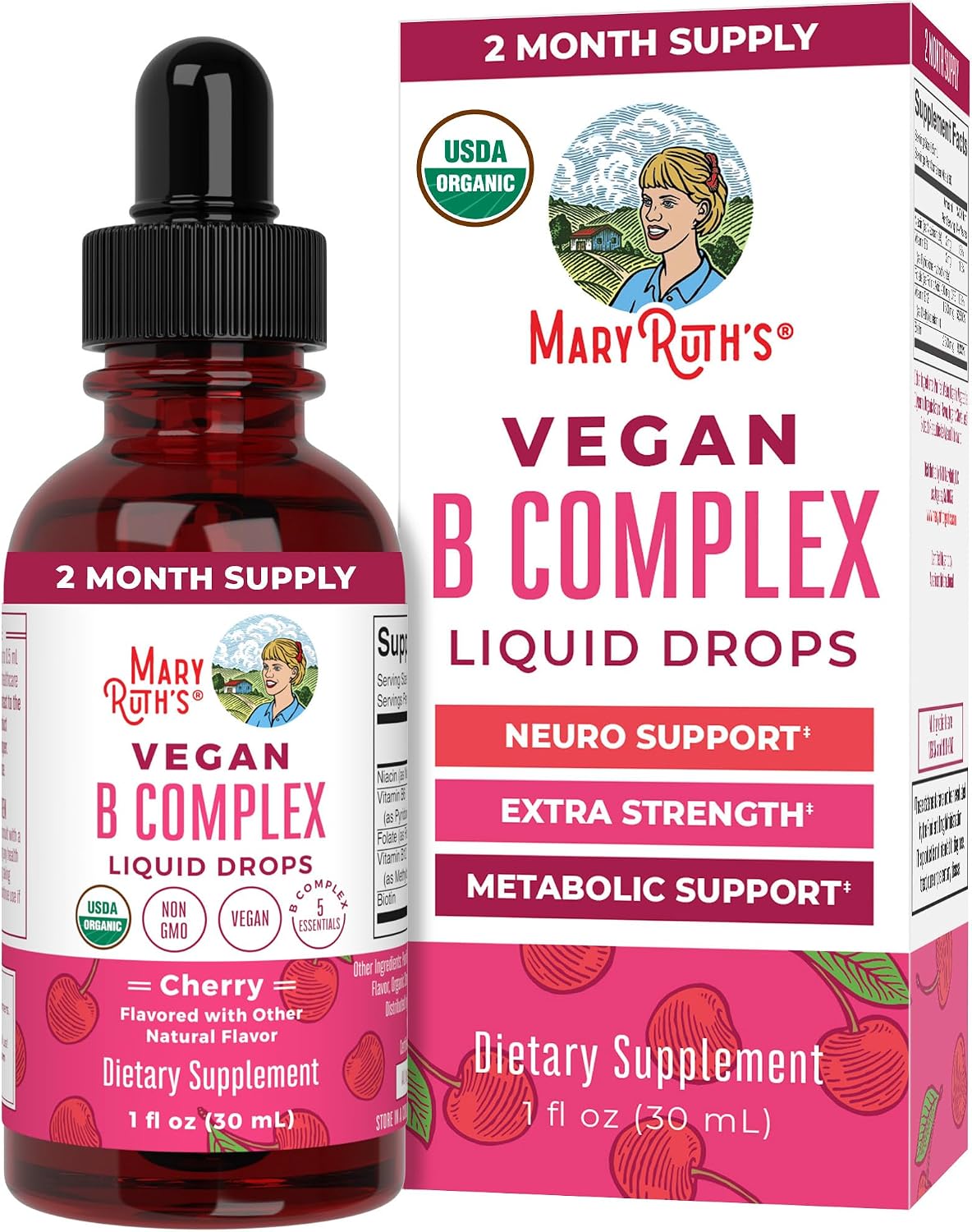 MARYRUTH'S Organic Vitamin B Complex, Biotin, Vitamin B12, Niacin, Folate | B Vitamins Complex, Biotin, Vitamin B12, Niacin, Folate