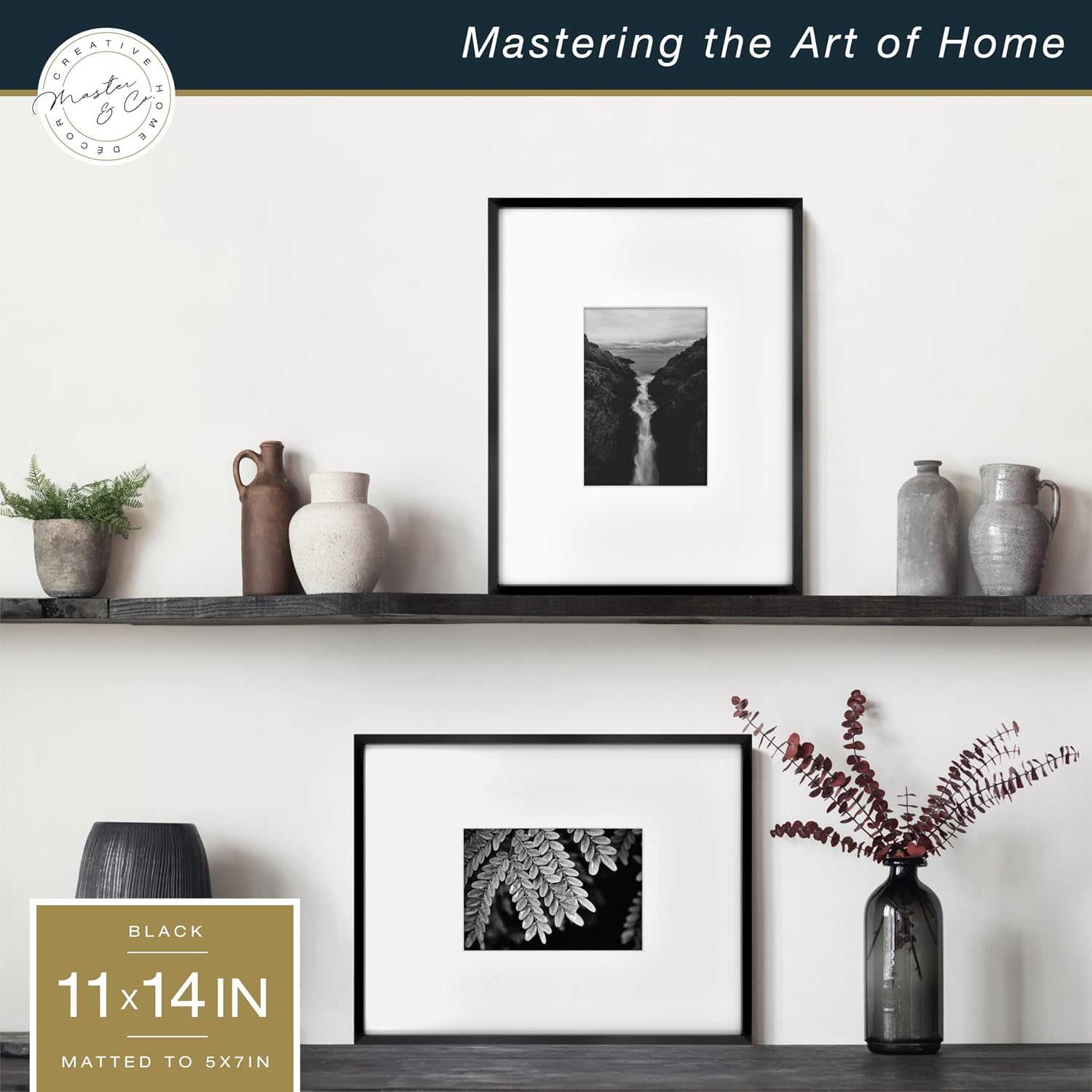 MCS Master & Co. Foundry Metal Picture Frame, 12x12 Matted to 8x8