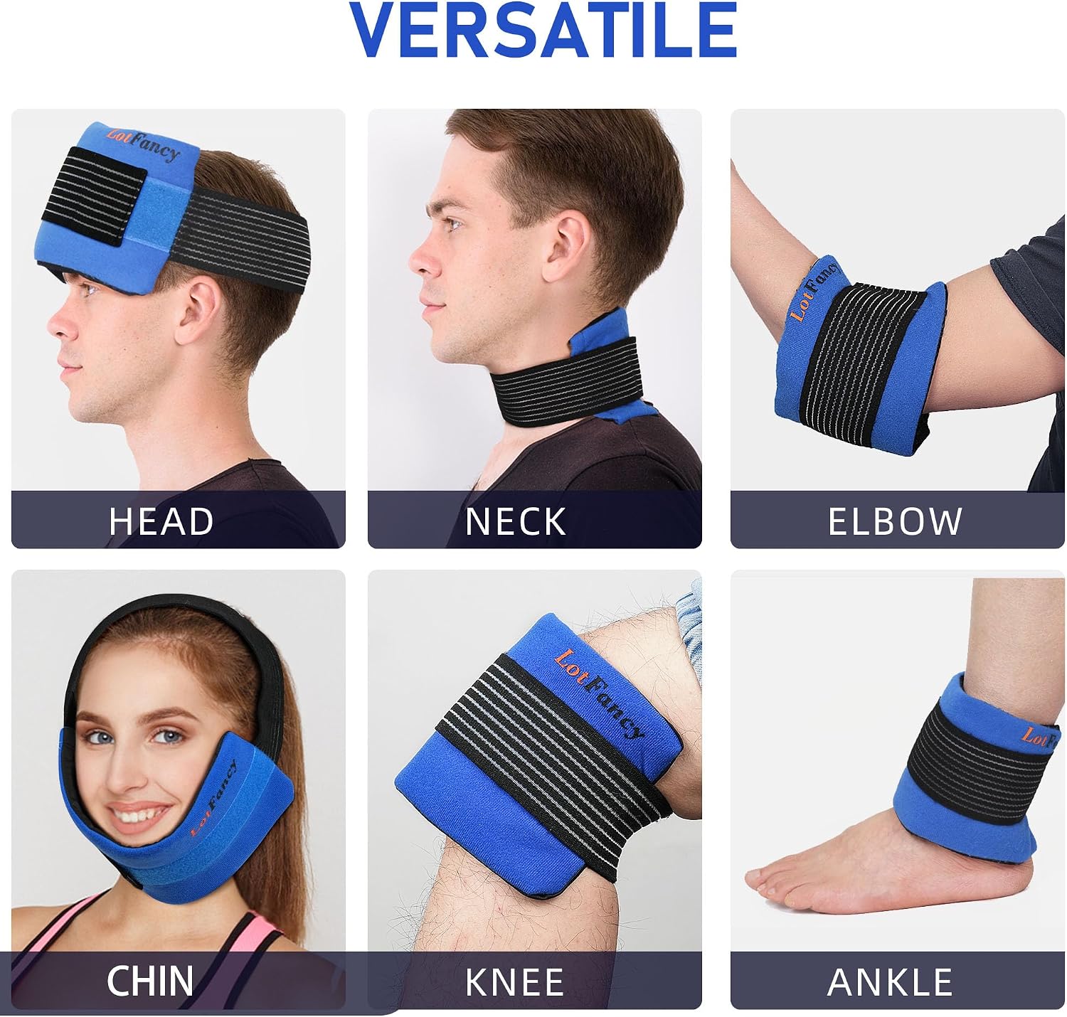 LotFancy Ice Pack for Injuries, Pack of 2, Reusable Hot Cold Pack for Therapy, Cooling or Heating Pad for First Aid, Back Shoulder Neck Head Feet Pain Relief, 11 x 5 Inches