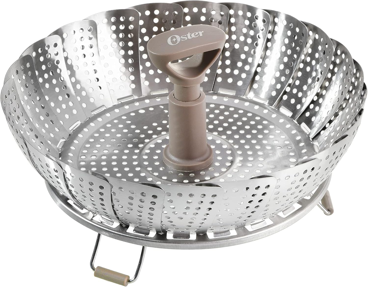 Oster Dutch Oven with Steamer Basket 3-Quart - Sangerfield Stainless Steel, Stovetop Steamer for Vegetables, Rice & Tamales, Dishwasher Safe