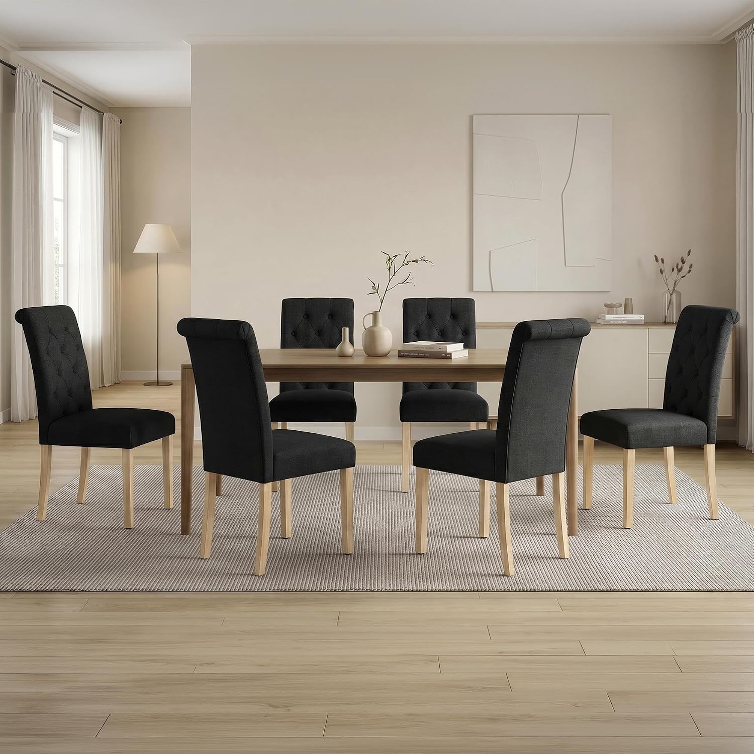 Yaheetech Dining Chairs Set of 2 Modern Upholstered Parson Chairs Dark Gray