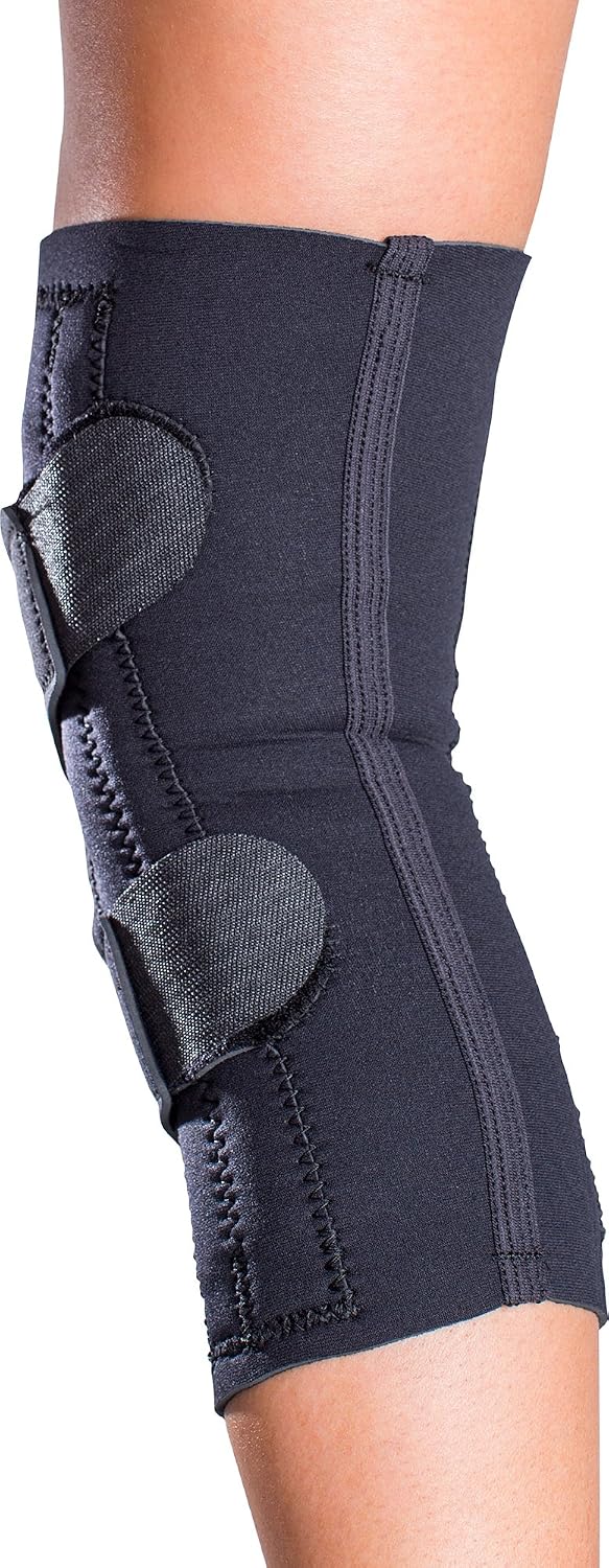 DonJoy Lateral J Knee Brace (Right Leg, Medium) | Hinged Neoprene Sleeve with Lateral J Buttress for Patellar Support, Right Leg. Sku 11-0775-3