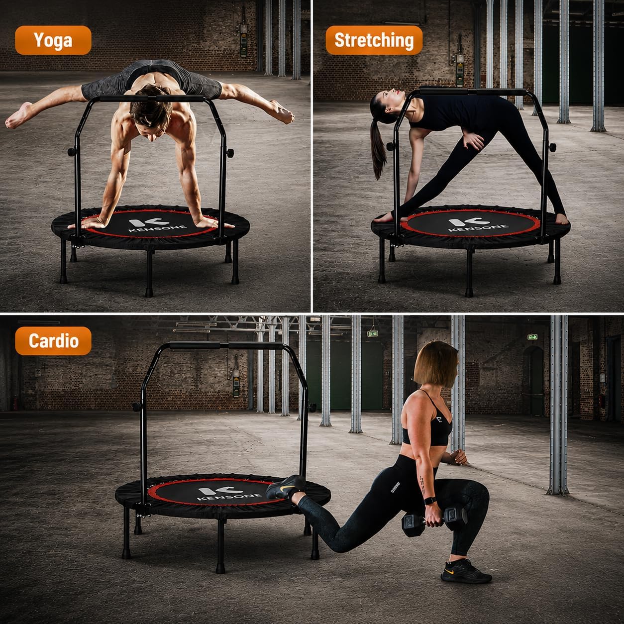KENSONE 40"/48" Rebounder Trampoline for Adults Indoor Handle 330/450 LBS