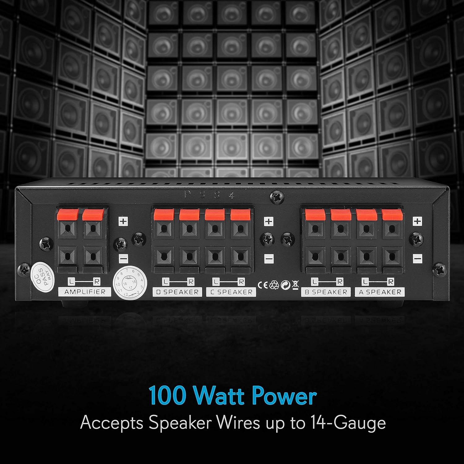 Premium New and Improved 4 Zone Channel Speaker Switch Selector Switch Box Hub Distribution Box for Multi Channel High Powered Stereo Amplifier