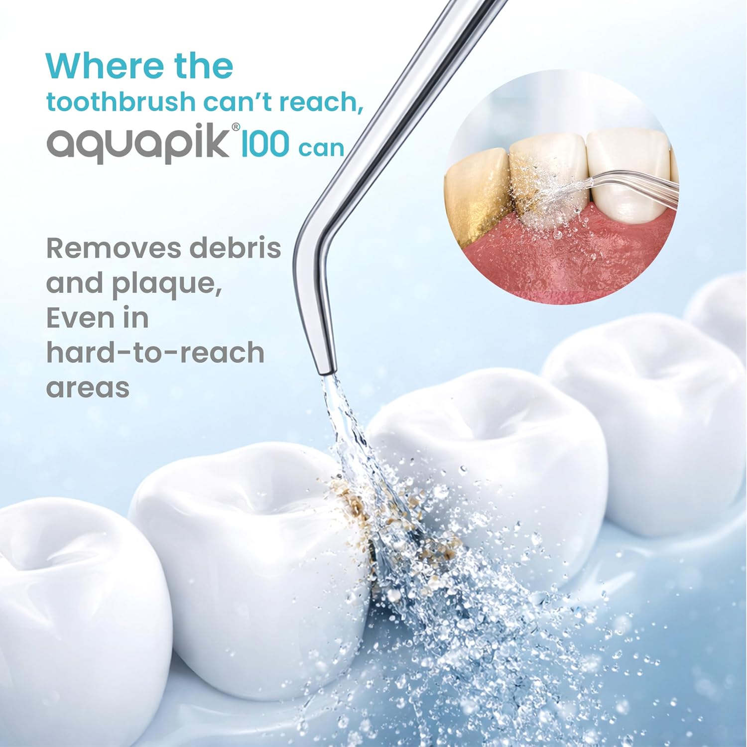 Bostontech Aquapik 100 Countertop Water Flosser for Teeth, 600 ml Corded Oral Irrigator with 10 Pressure Levels, 8 Nozzles Including Nasal Tip