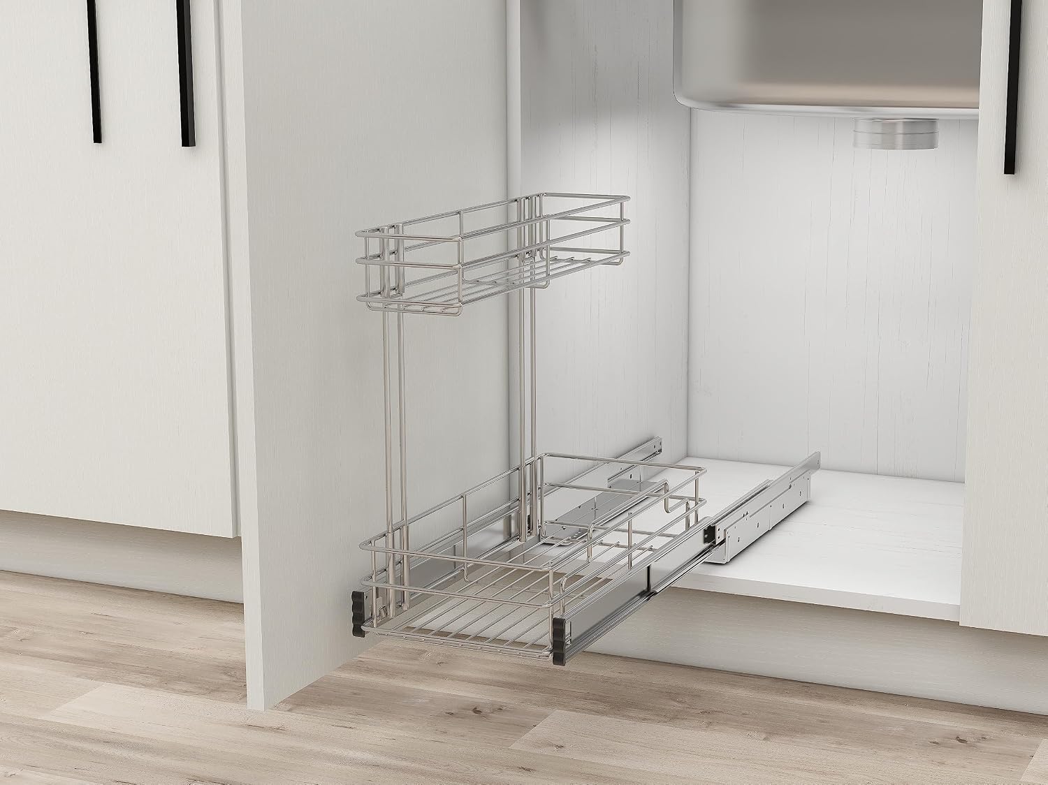 Under Sink Organizer 9" W X19 D, Pull Out Cabinet Organizer 2 Tier