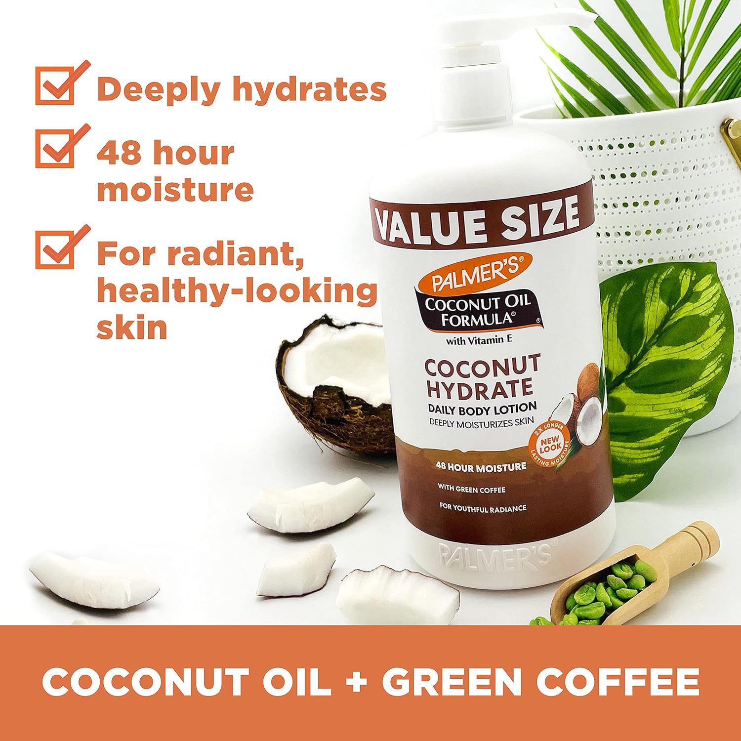 Palmer's Coconut Oil Formula Body Lotion for Dry Skin (13.5 Fl Oz) | A hydrating hand and body moisturizer with Green Coffee Extract and Vitamin E for 48 hour moisture and radiant skin