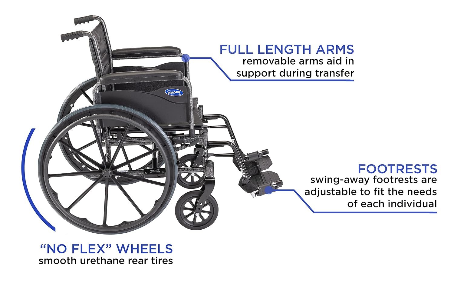 Invacare Series Tracer EX2 Standard Folding Wheelchair for Adults with 18" Seat Width and Footrests & Full Arms