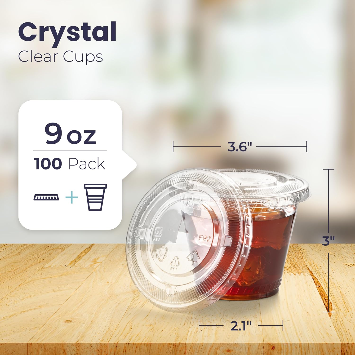 Fit Meal Prep 100 Pack 16 oz Clear Plastic Cups with Flat Lids, Disposable Iced Coffee Cups, BPA Free Premium Crystal Smoothie Cup for Party, Lemonade Stand, Cold Drinks, Juice, Milkshake