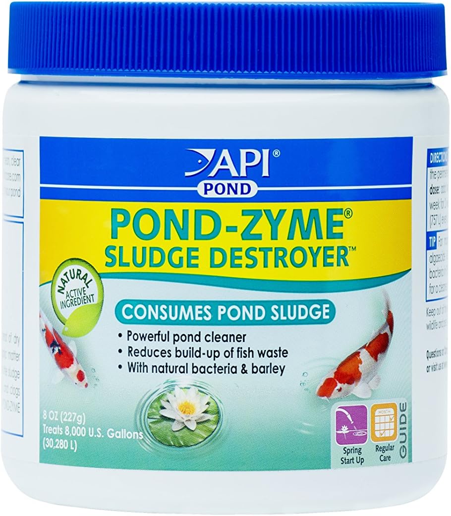 API POND-ZYME SLUDGE DESTROYER (1 Pound) Pond Cleaner with Natural Pond Bacteria - Up to 16,000 Gallons - Reduces Fish Waste Buildup - Consumes Muck & Sludge - Spring Start Up & Regular Care