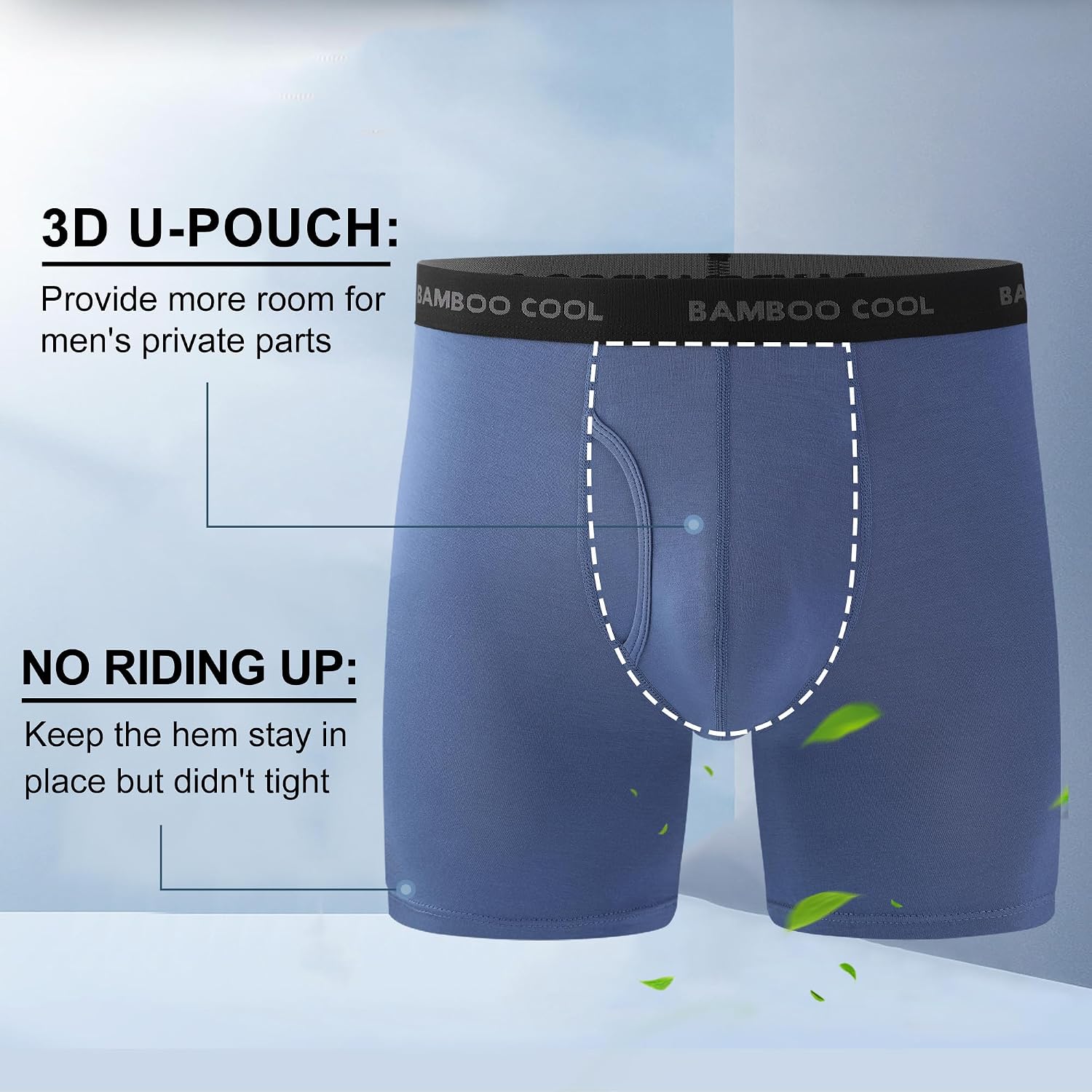 BAMBOO COOL Men's Boxer Briefs Ultra Breathable Underwear Multipack
