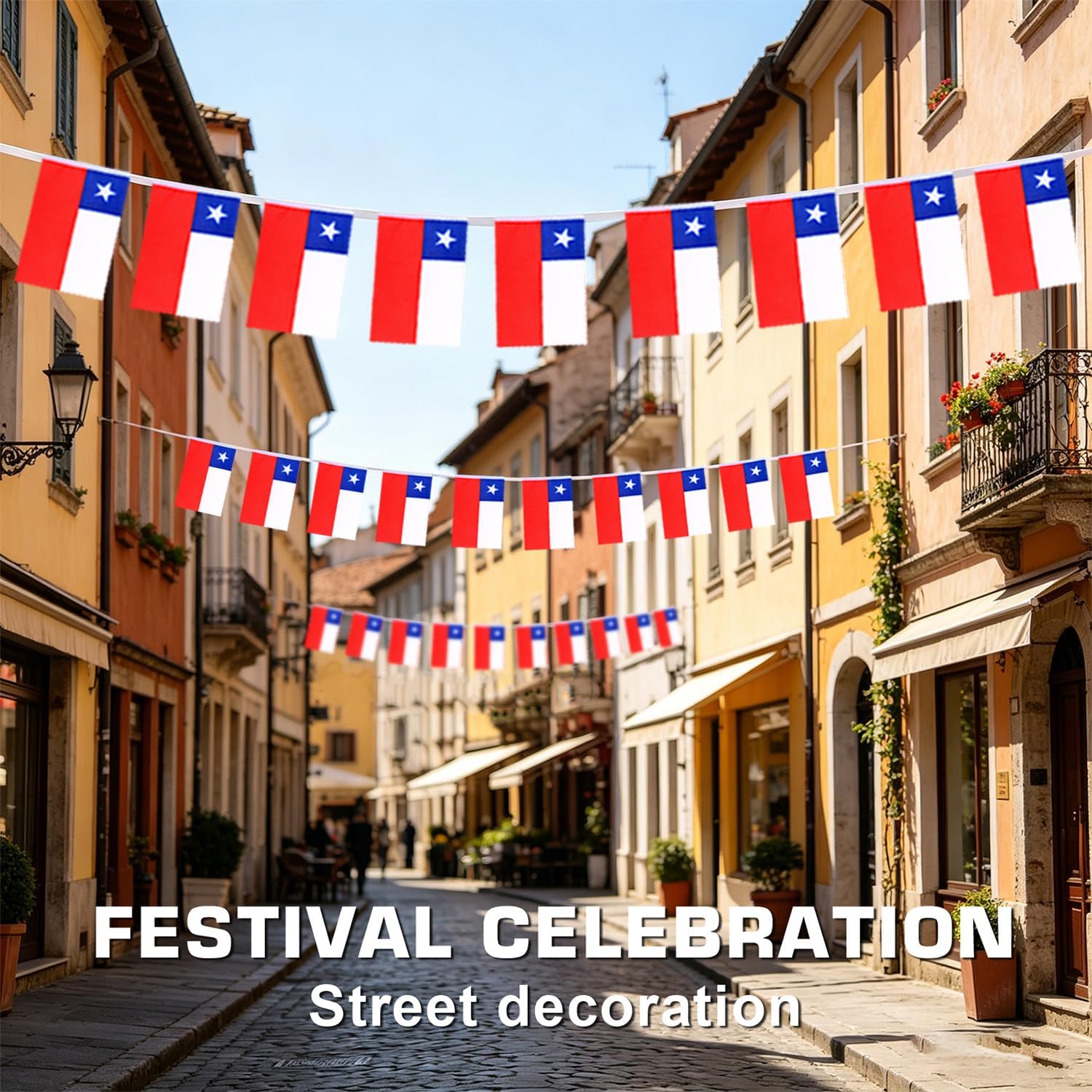 Nicaragua String Flags Banner Mini Small Nicaraguans Flag Bunting Patriotic Hanging Decor,National Holiday, Sports Game, Fiesta & Themed Party,18 Feet 20 Flags