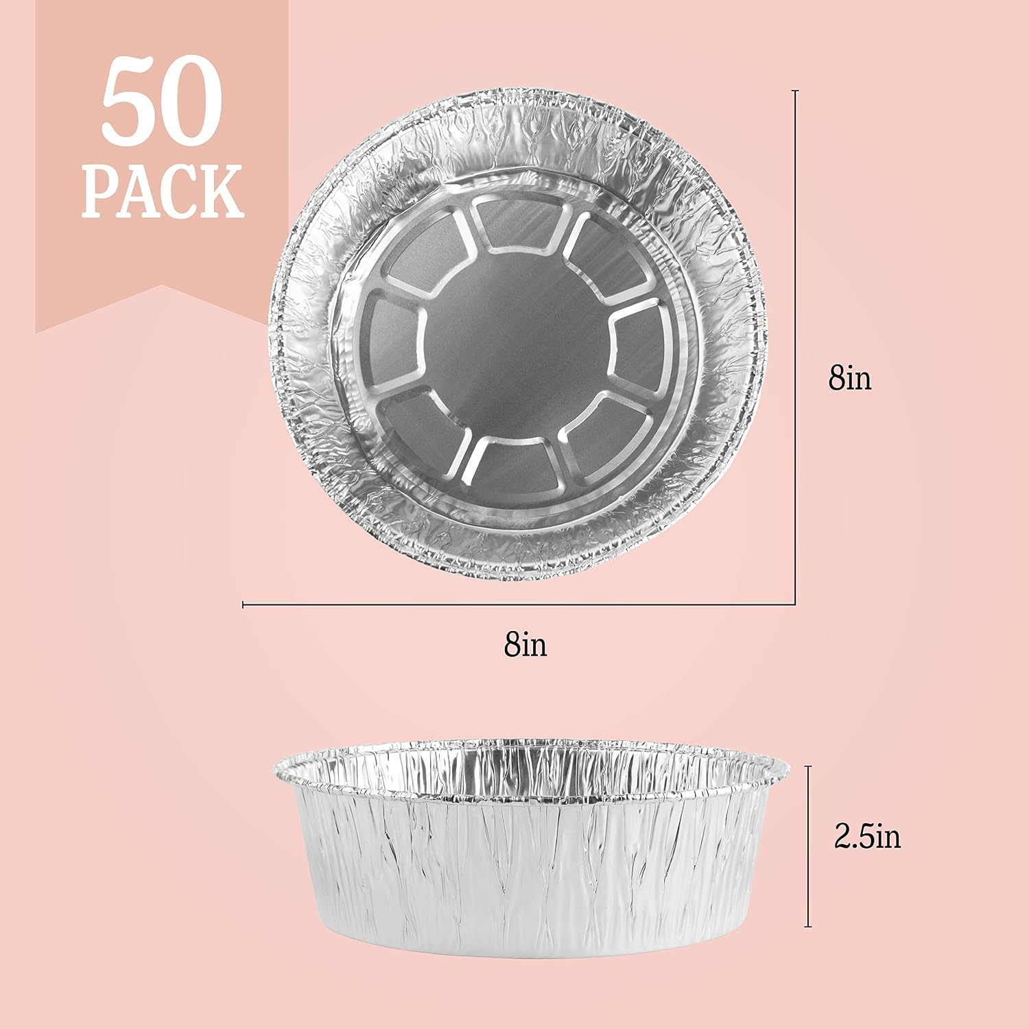 PLASTICPRO 9'' Inch Round Tin Foil Pans Disposable Aluminum Pack of 20