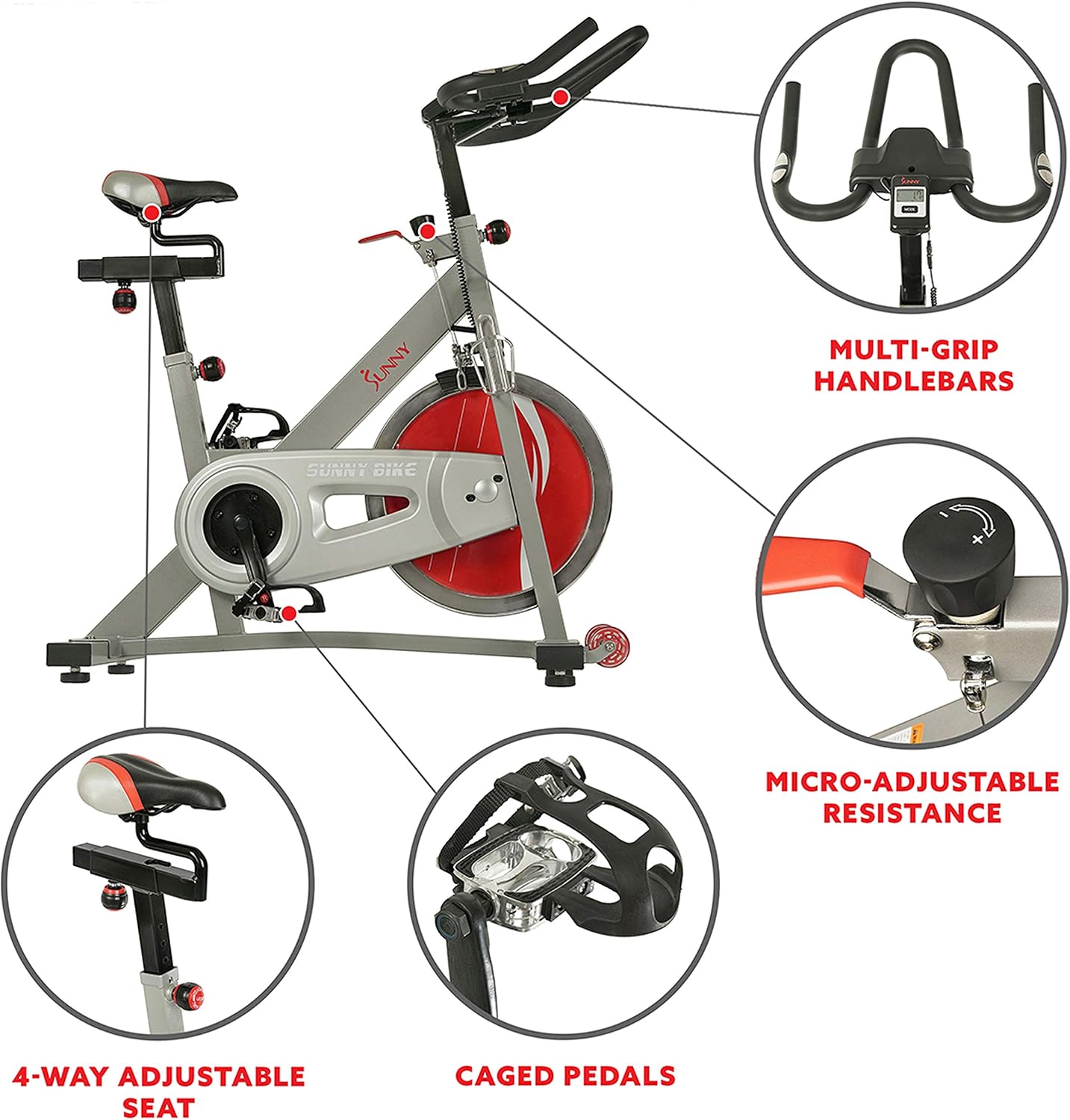 Sunny Health & Fitness Belt Drive Pro Indoor Cycling Bike