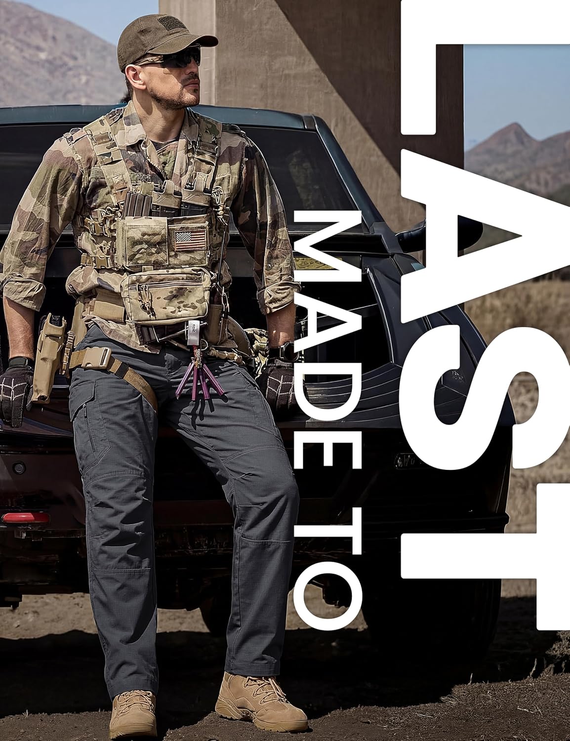 TACVASEN Men's Tactical Pants Waterproof Hiking Work Pants for Men Construction Stretch Cargo Trousers 9 Pockets