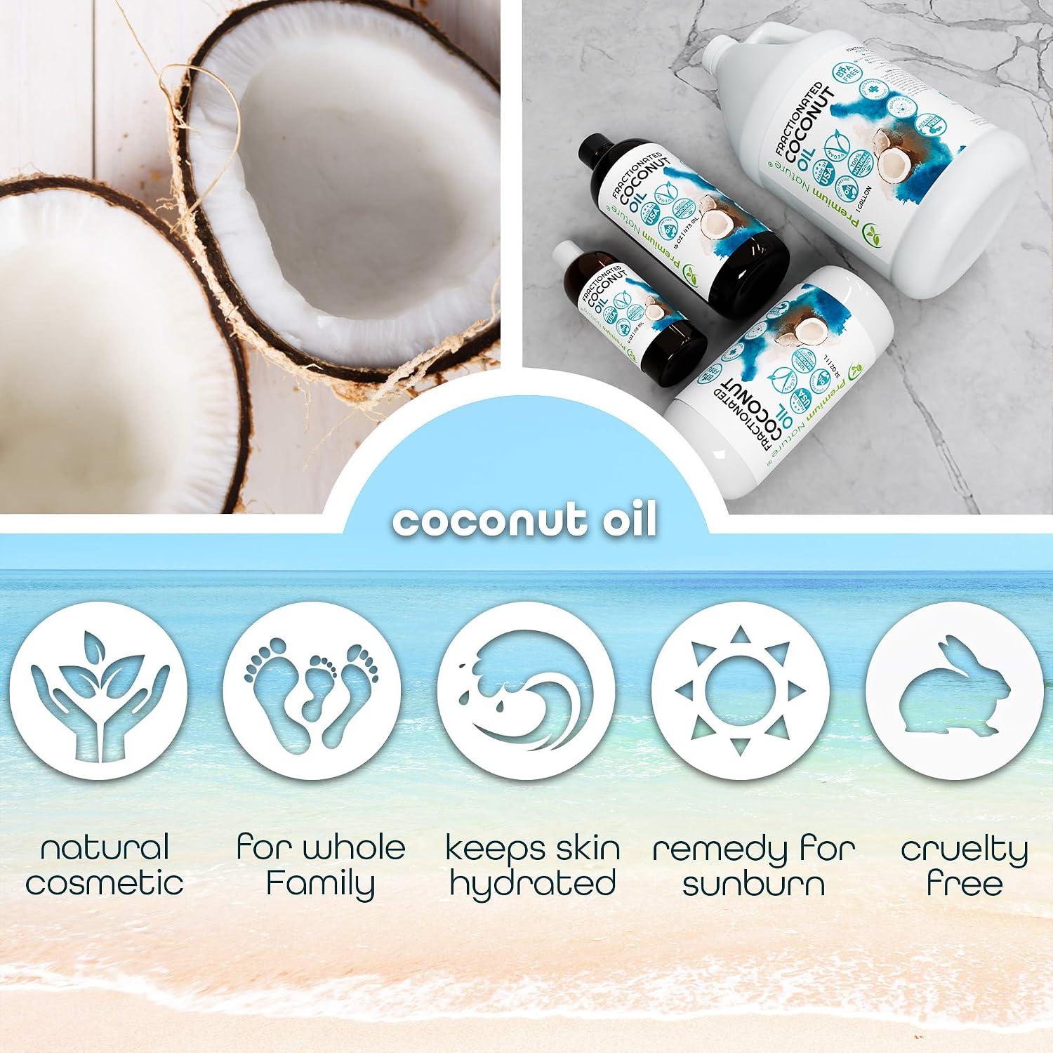 Fractionated Coconut Oil for Skin Moisturizer with Pump Massage Oils Best Carrier for Essential Oils Mixing Body OUL for Dry Skin Moisturizer Natural Oi for Face Hair Body 1 Gallon