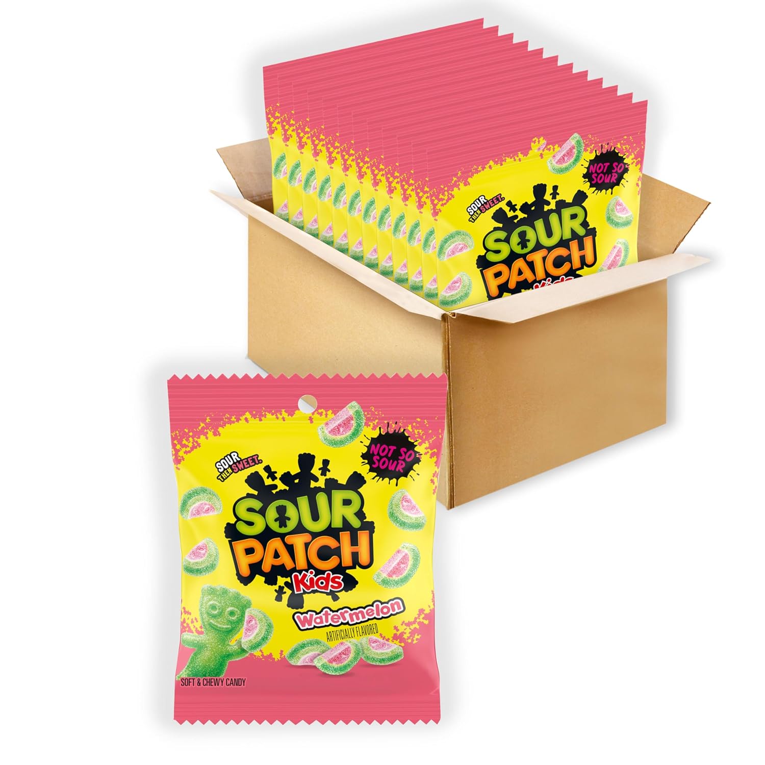 SOUR PATCH KIDS Watermelon Soft & Chewy Gummy Candy, Bulk Candy, 12 Bags