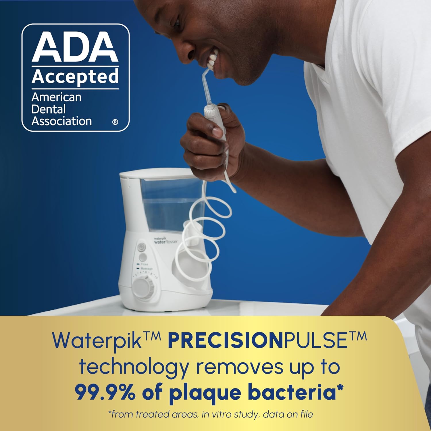 Waterpik Aquarius Countertop Water Flosser with 10 Settings, 7 Tips, White | For Daily Home Gum Health, Dental Braces, Implants, Teeth Cleaning, Multiple Users, ADA Accepted WP-660 Packaging May Vary