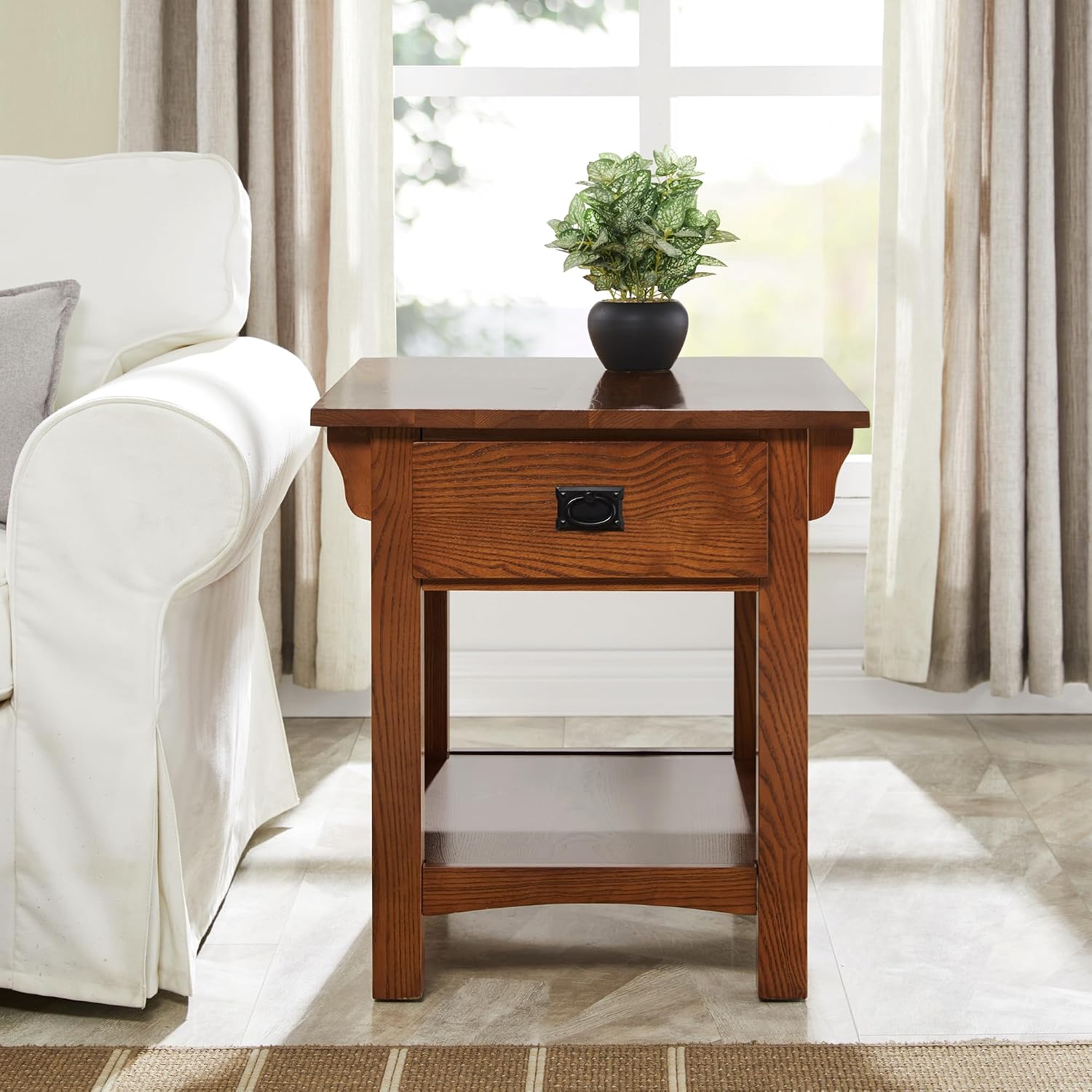 Leick Home Shield Wedge End Table, 21", Glazed Auburn