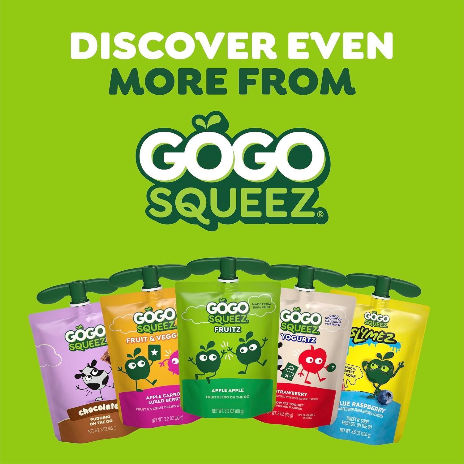 GoGo squeeZ No Sugar Added Applesauce, Apple Apple, 18 Count | Kids on the go fruit snack made with applesauce & fruit puree; 3.2 oz pouches, gluten and nut free, recloseable cap, BPA-free