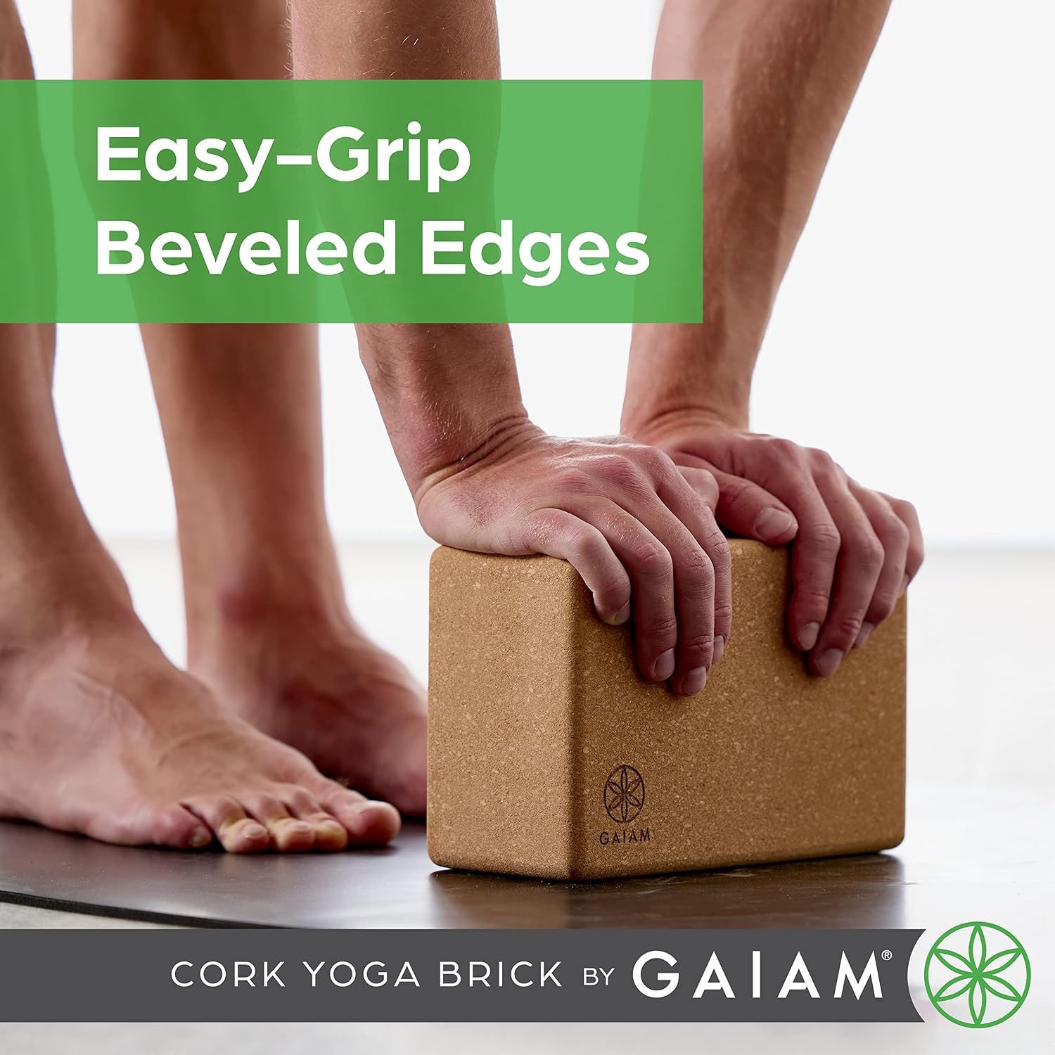Gaiam Natural Cork Yoga Block, Non-Slip Brick for Pilates & Balance | 100% natural cork with non-slip grip & rounded edges. Eco-friendly foam alternative for yoga, Pilates, balance & meditation.