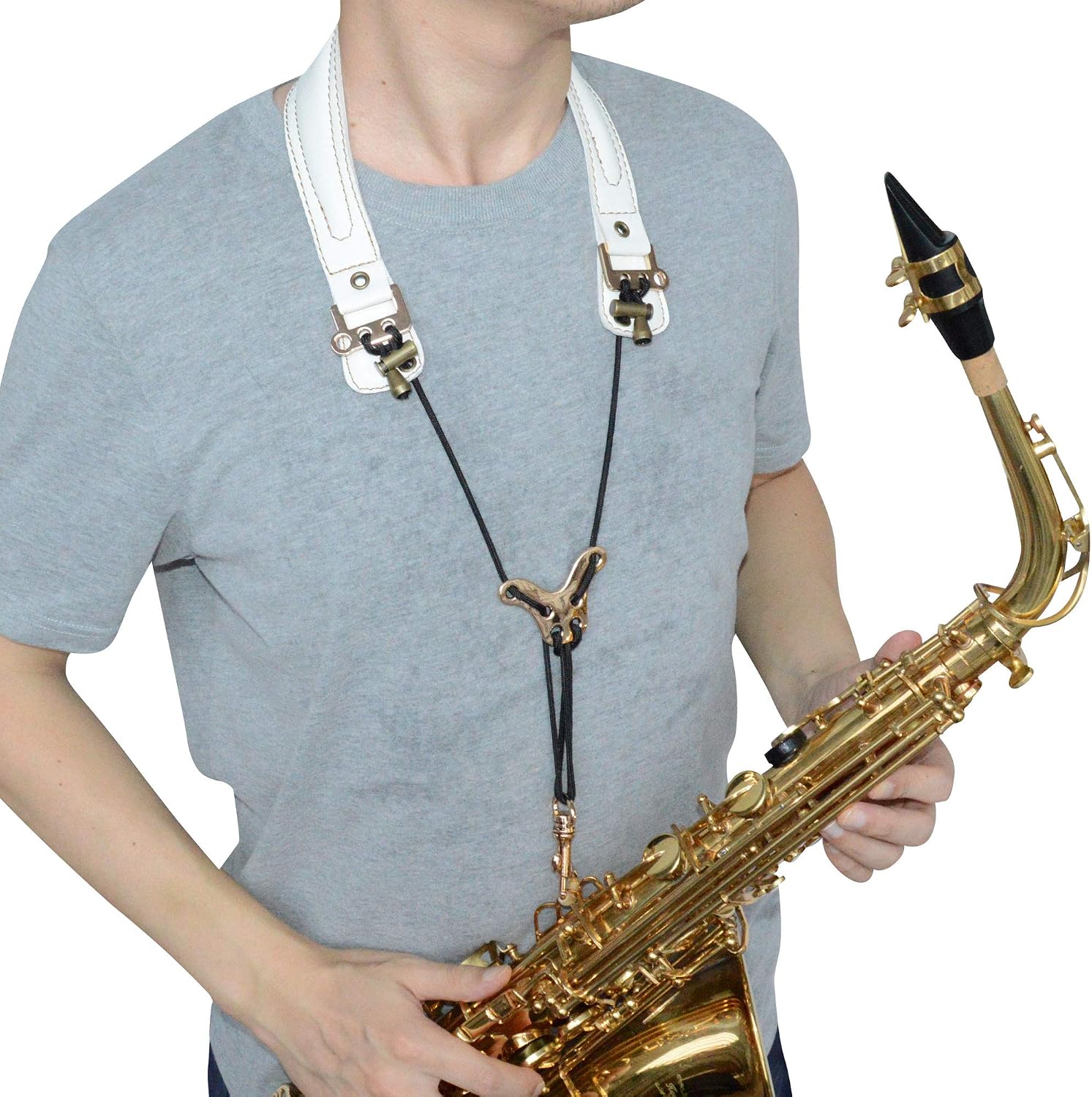 adorence Leather Saxophone Neck Strap for Alto & Tenor Saxophone - Red