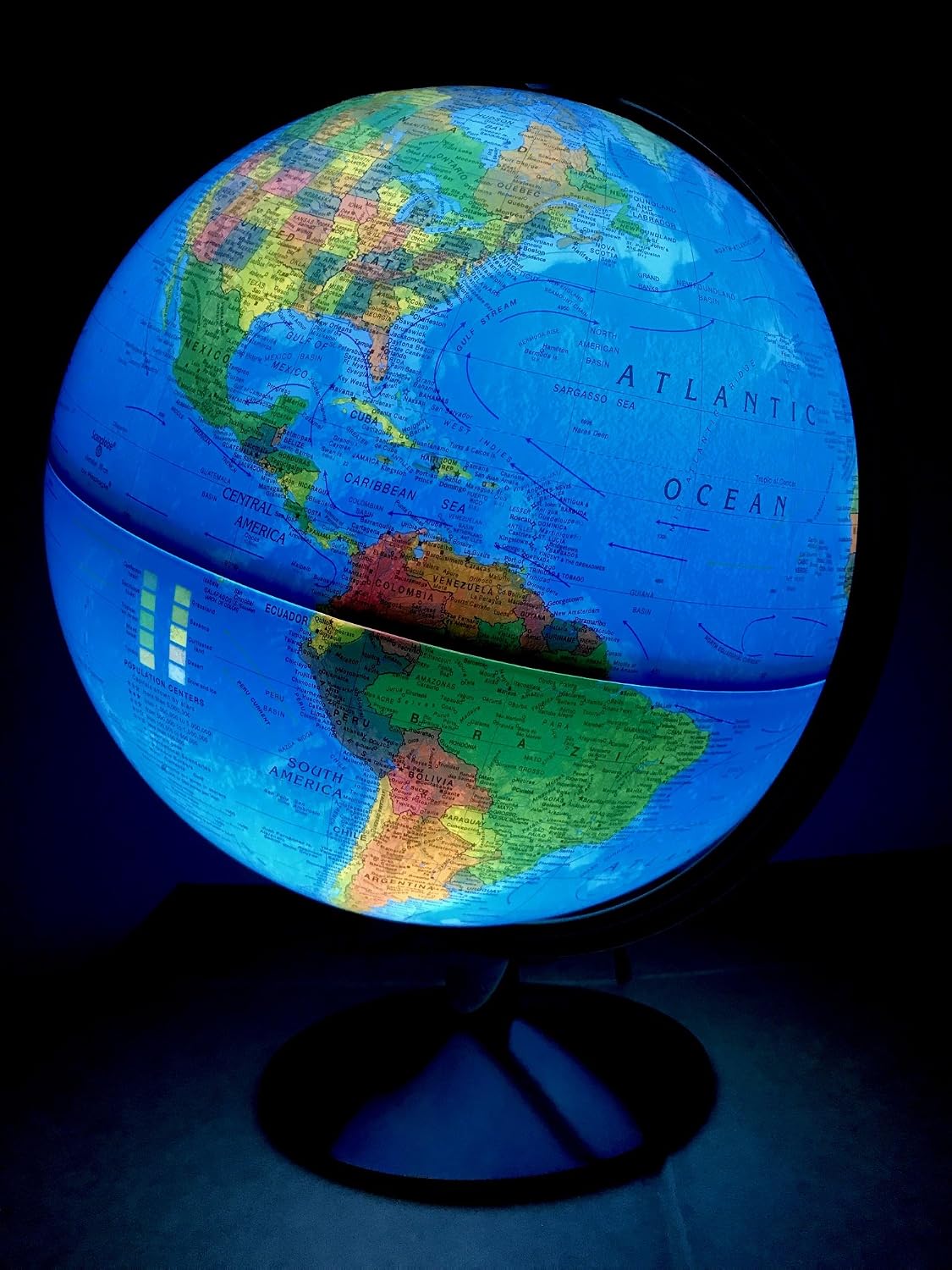 Replogle Illuminated World Globe with Stand, 12 Inch diamteter light up globe with 3-D Raised Relief Texture. Perfect for Children And Kid's Classroom and home Decor, Made In USA