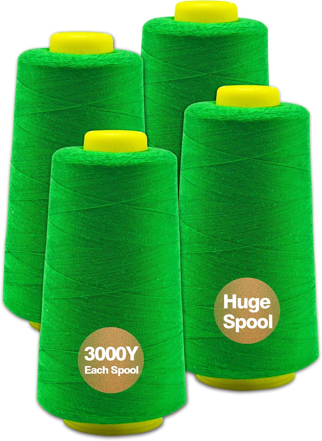 Black Serger Thread, All-Purpose Thread for Sewing, Polyester, 4 Cones of 3000 Yards Each Spool for Sewing Machine