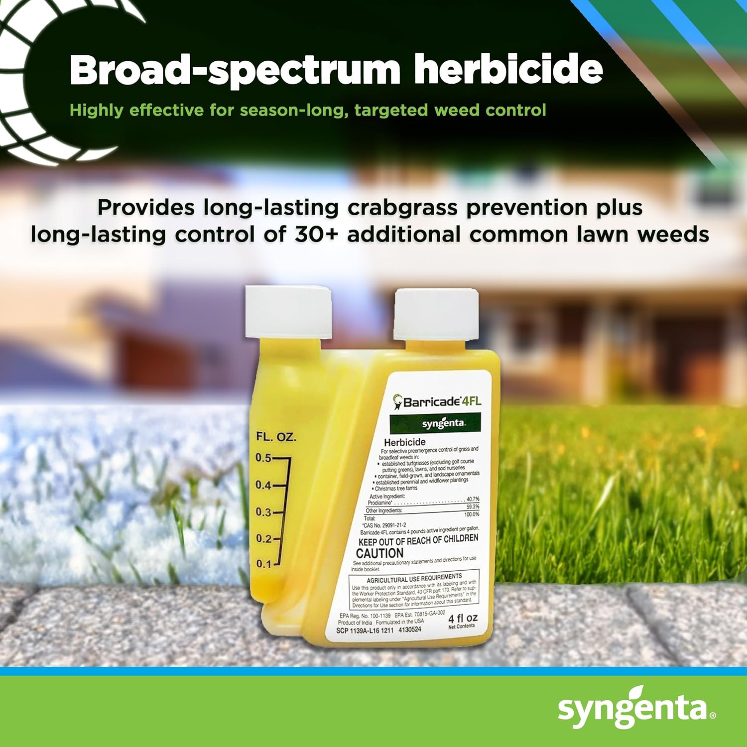 Barricade 4FL Herbicide Concentrate - Preemergent Weed Control - Long Lasting Broadleaf Weed Prevention for Lawns, Turf Grass, Ornamentals, and More