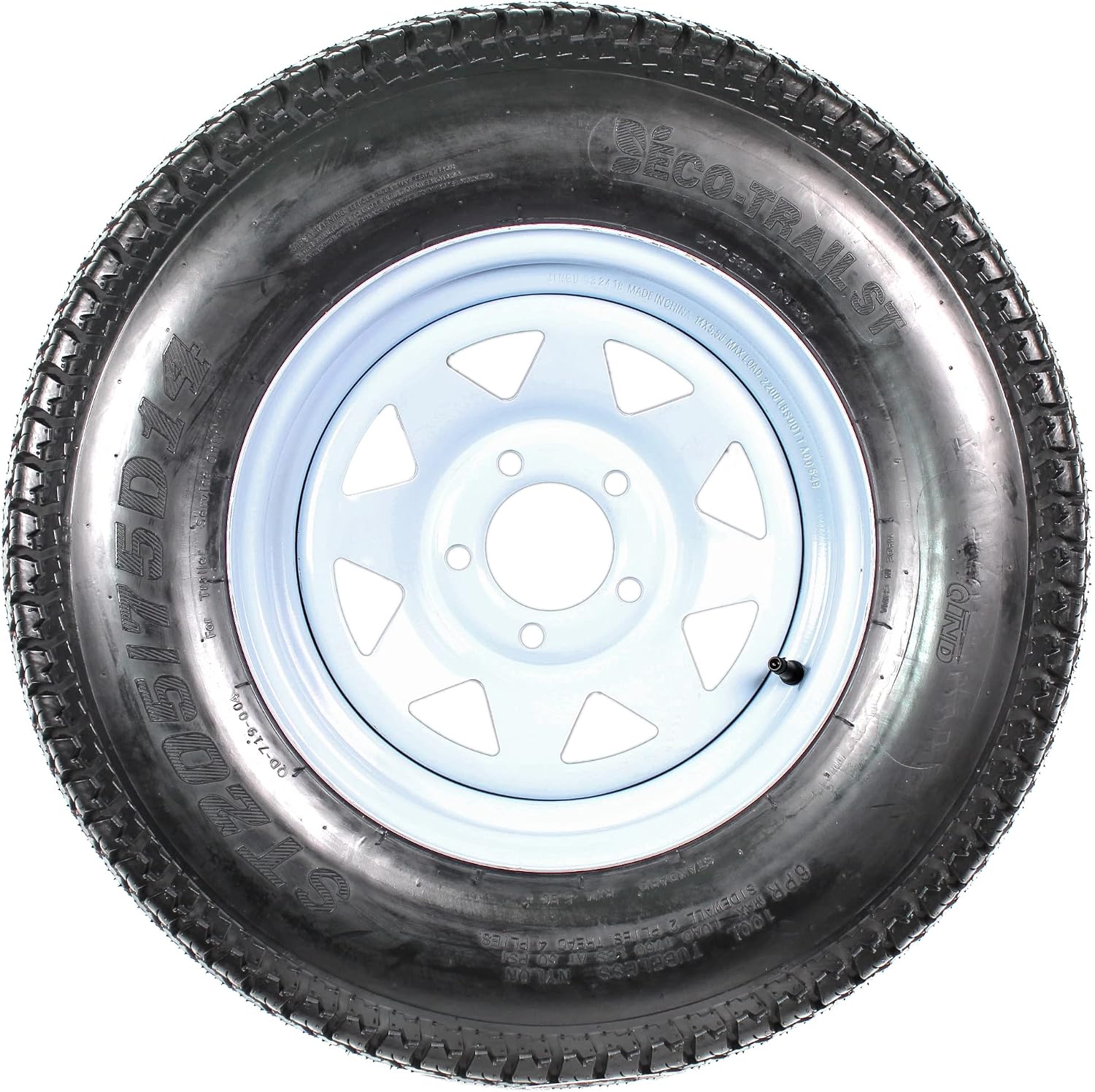 eCustomrim 2-Pack Trailer Tire Rim Assembly ST205/75D14 LRC 5 Lug White | 14 Inch 205/75D14 Load Range C 6 Ply Tire