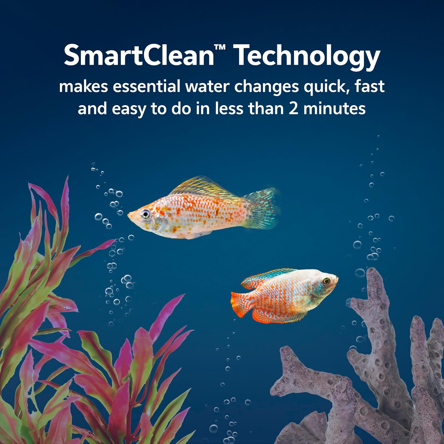 Aqueon LED MiniBow Small Aquarium Fish Tank Kit with SmartClean Technology, Blue, 1 Gallon