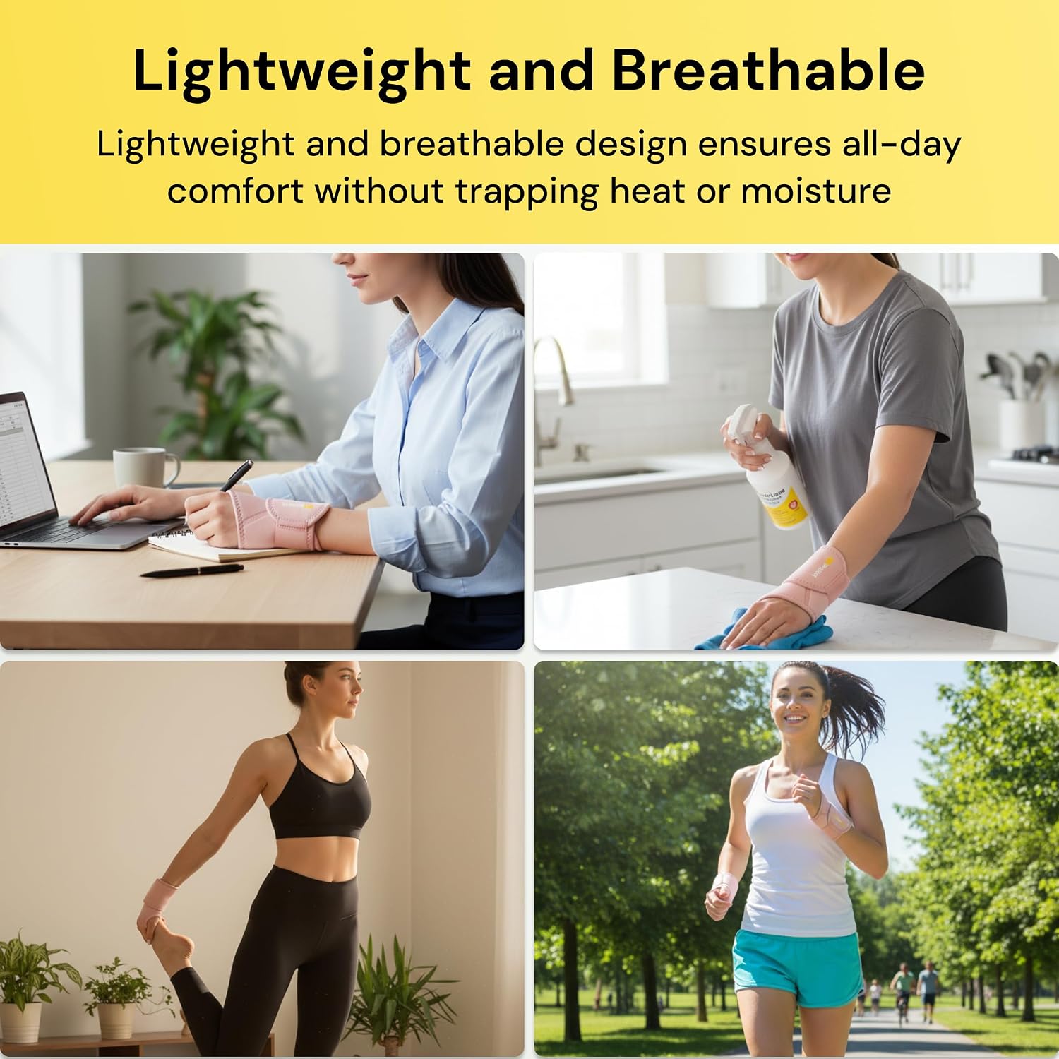 BraceUP Adjustable Wrist Wrap for Men and Women - Workouts Wrist Band, Carpal Tunnel Compression Wrist Brace, Tendonitis Wrist Splint, Left Right Hand One Size Adjustable (Black)