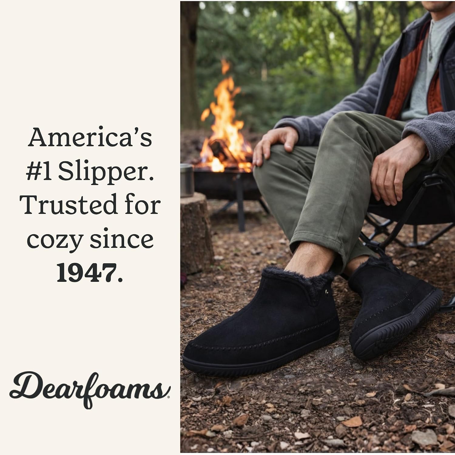 Dearfoams Men's Memory Foam Indoor House Slippers Brixen Ankle Boot House Shoes - Gifts for Men