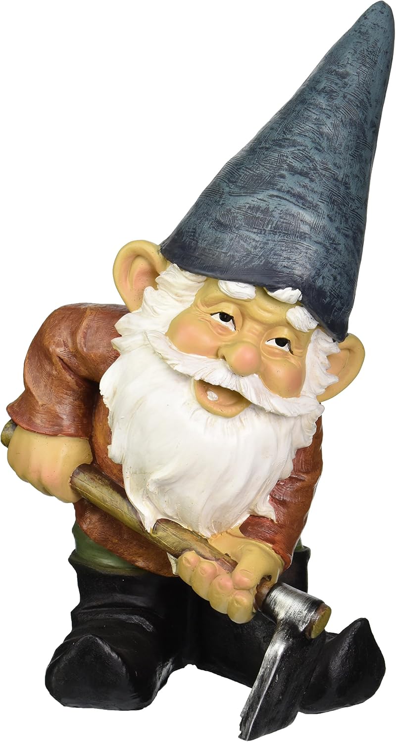 Design Toscano Garden Gnome Statue - Digger The Gnome - Outdoor Garden Gnomes - Funny Lawn Gnome Statues