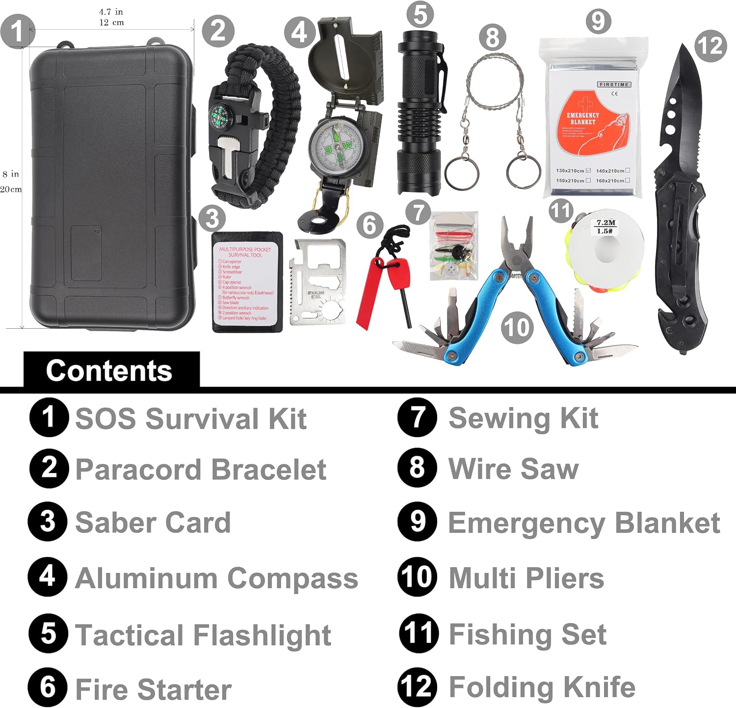 Survival Kit with Emergency Gear for Camping, Hiking & Outdoor Survival