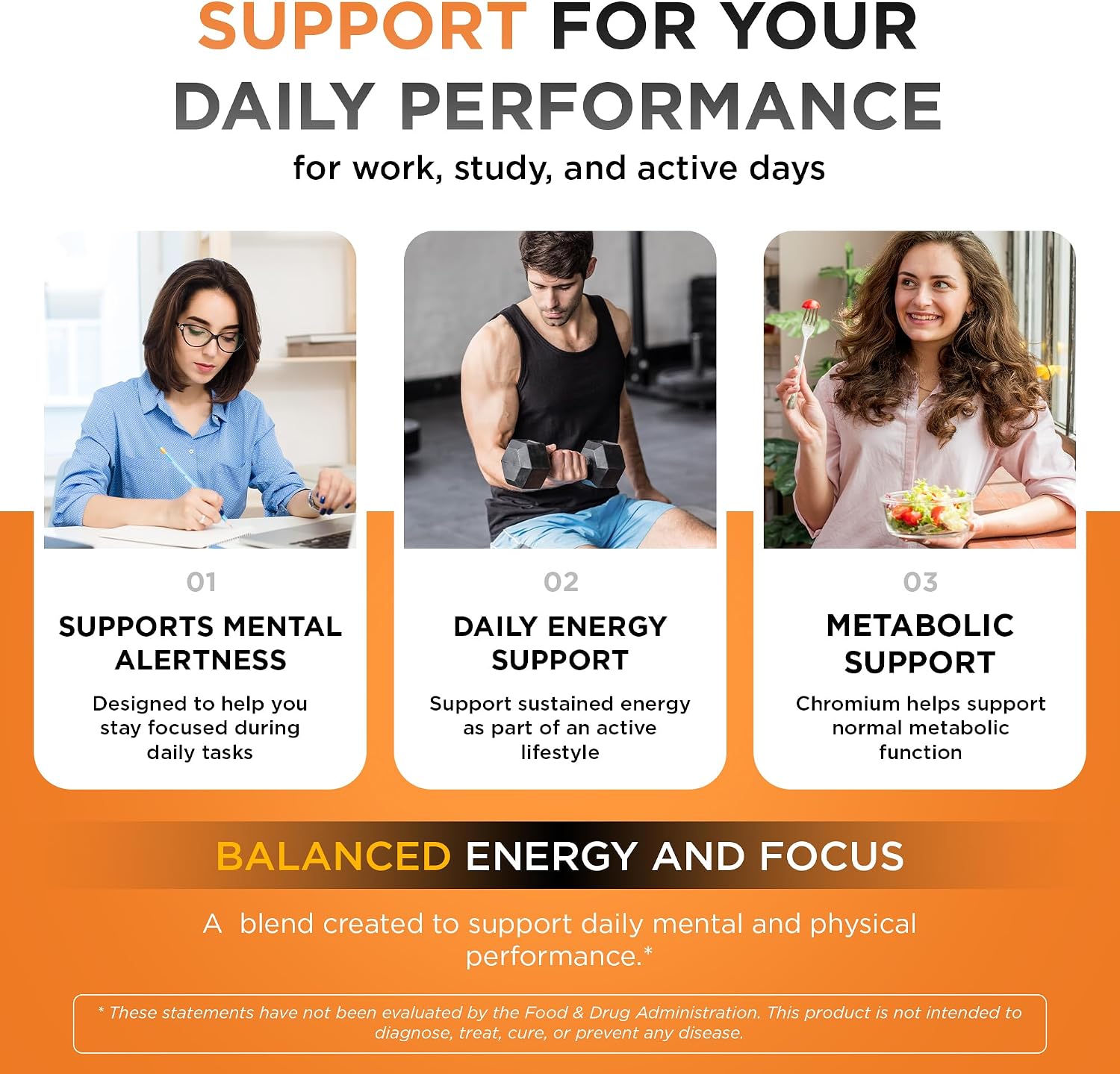 Awakening Natural Energy & Focus Supplement with Panax Ginseng, Guarana Extract & Chromium Picolinate | Brain Supplement for Focus, Energy